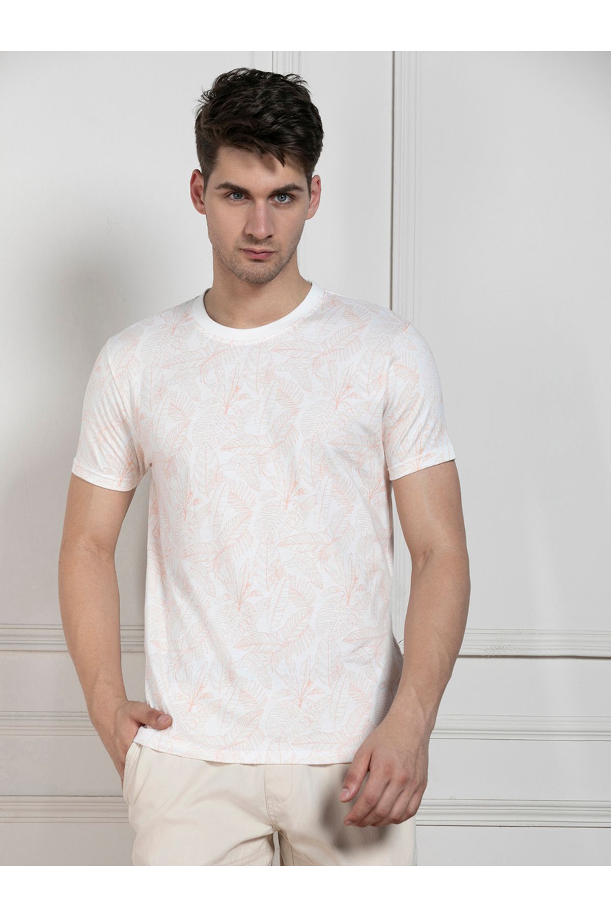 Dennis Lingo By Styli-Regular Fit All Over Leaf Print T-Shirt 2