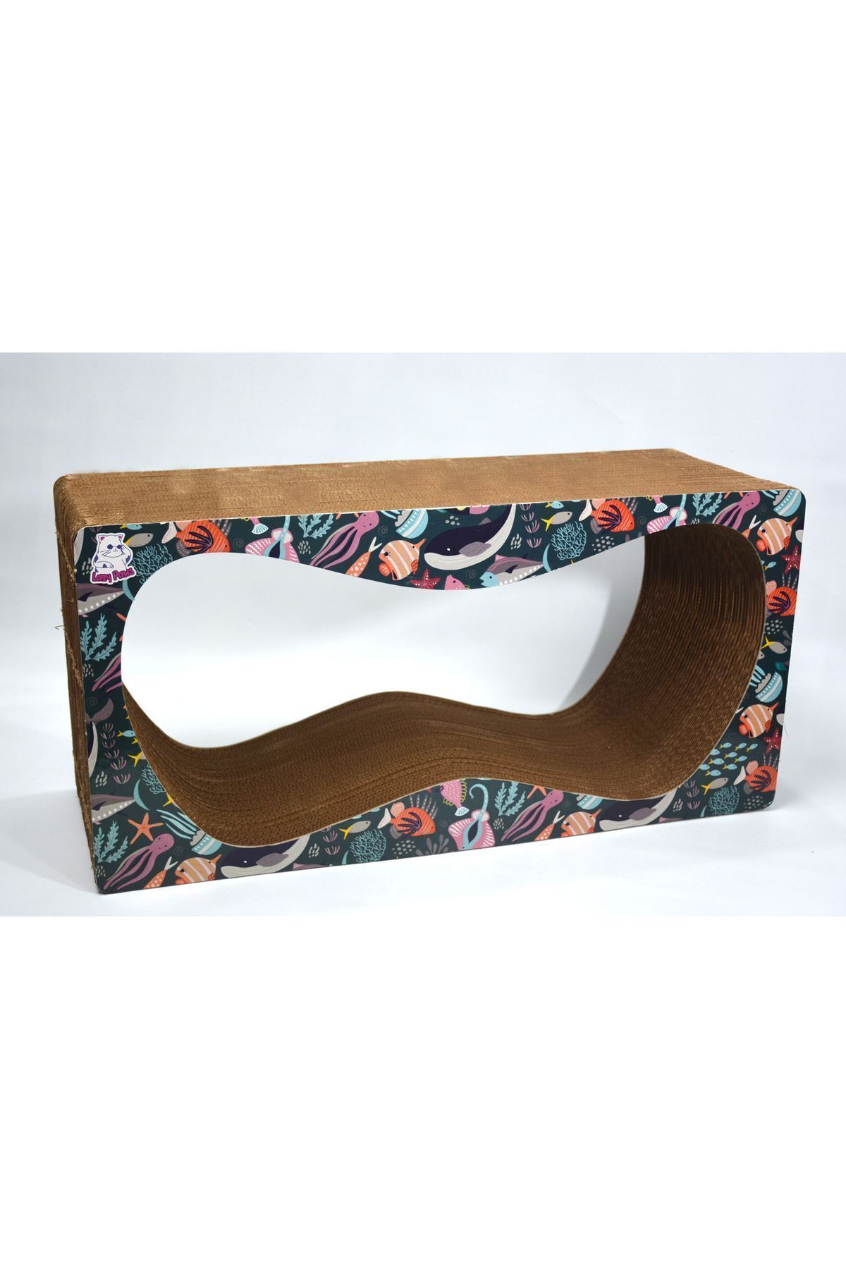 Lazy Paws-2-Piece Megaset - Cat Scratching Can - Cardboard Scratching - Horizontal Scratching - Ocean Motif 3