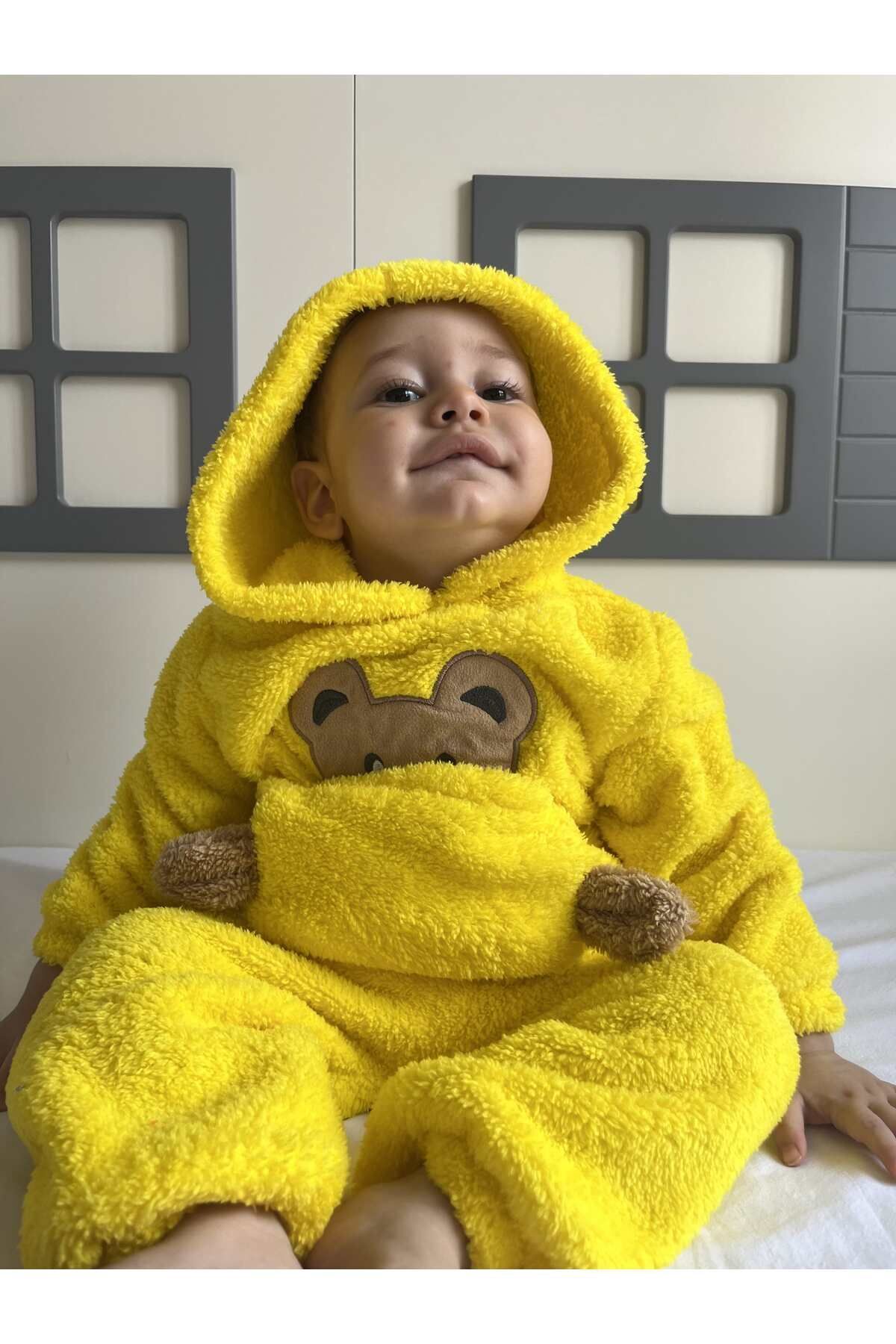 Minizade Kışlık Peluş Welsoft Cepli Kapüşonlu Bebek Takımı fotoğrafı 3 (önizleme)