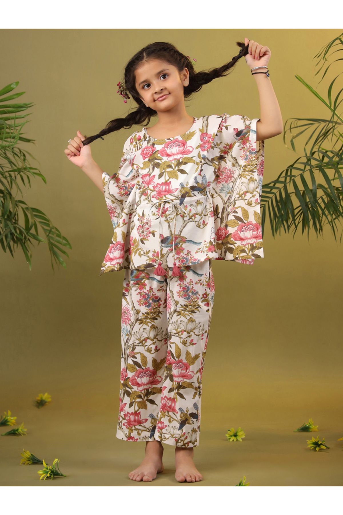 Sanskrutihomes By Styli-Floral Print Drawstring Top & Pyjama Set 6