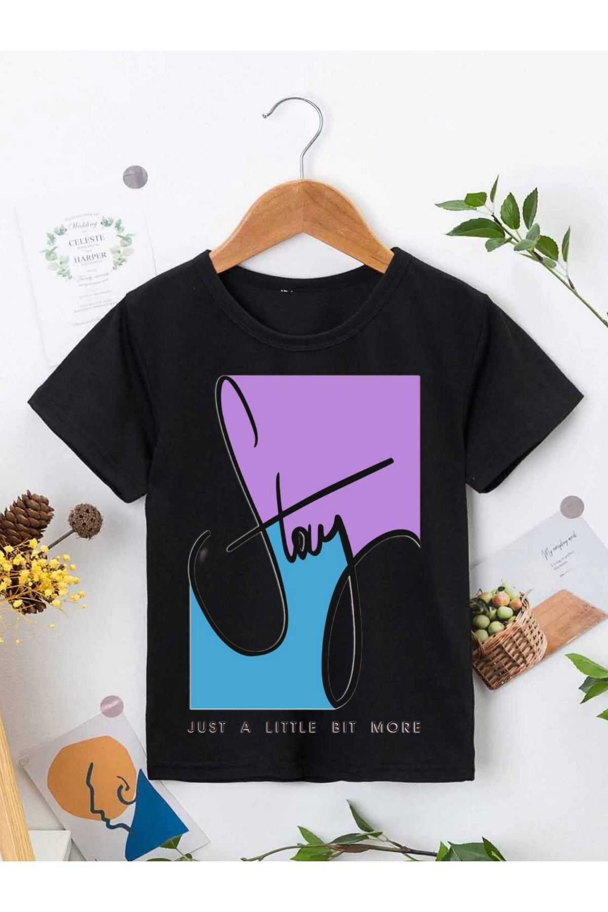 VASK-Unisex Comfortable Cotton Printed Black Children's T-shirt 1