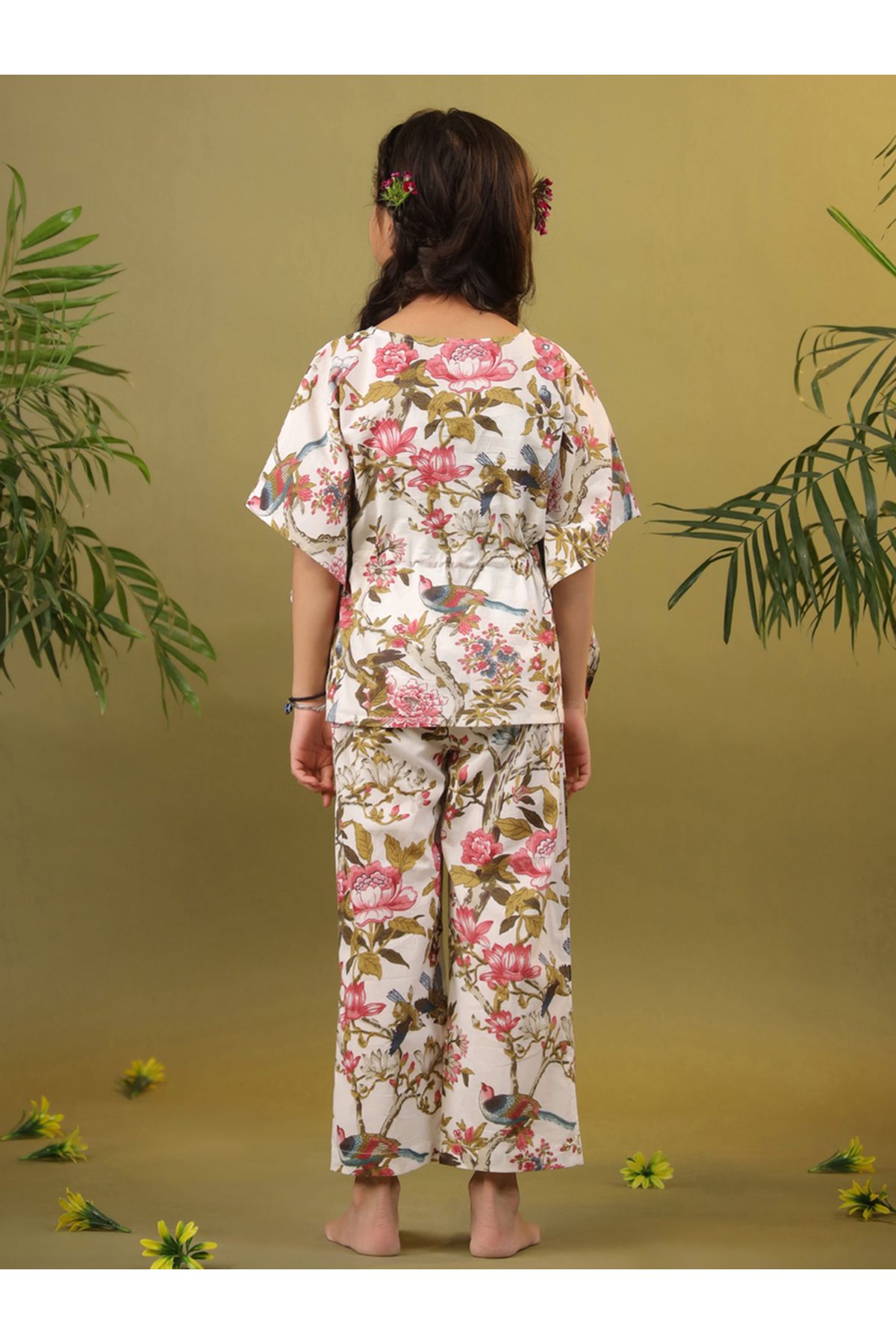 Sanskrutihomes By Styli-Floral Print Drawstring Top & Pyjama Set 1