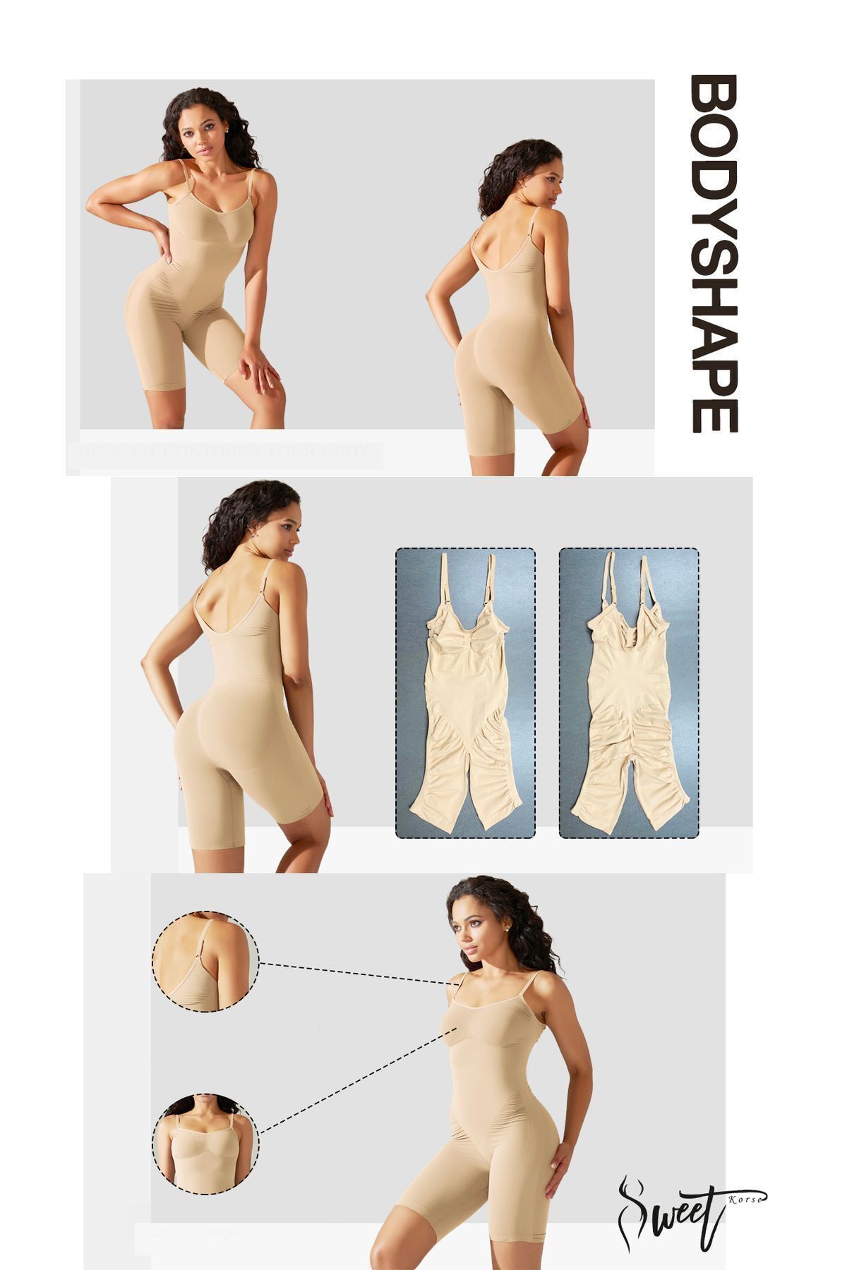 SWEETKORSE-Corset de întărire pentru femei, cu piept și picior pe burtă, cu bretele de reglare 3