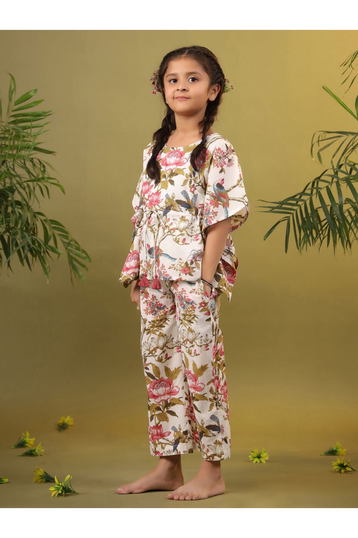 Sanskrutihomes By Styli-Floral Print Drawstring Top & Pyjama Set 5