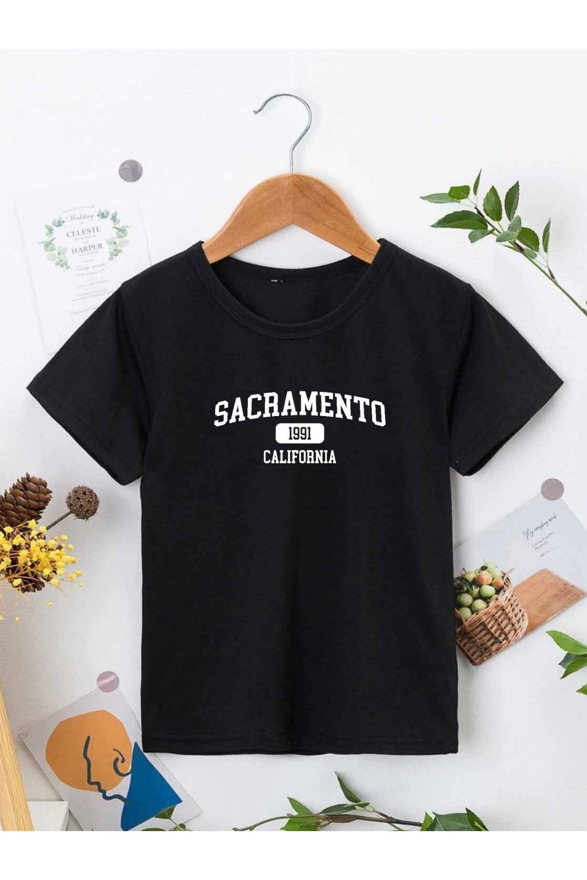 VASK Ünisex Rahat Kalıp Pamuklu Baskılı Siyah Çocuk T-shirt fotoğrafı 2 (önizleme)