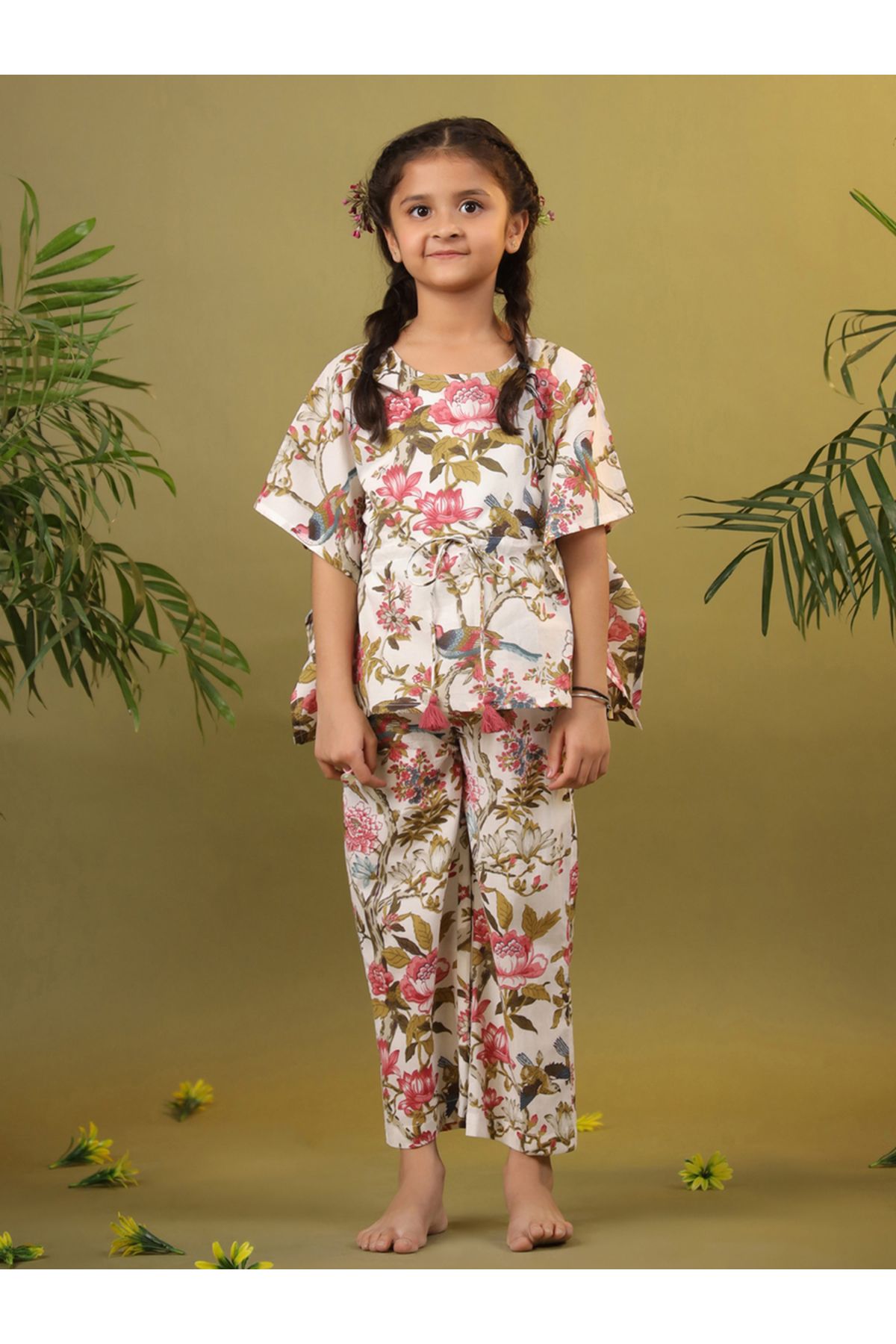 Sanskrutihomes By Styli-Floral Print Drawstring Top & Pyjama Set 3