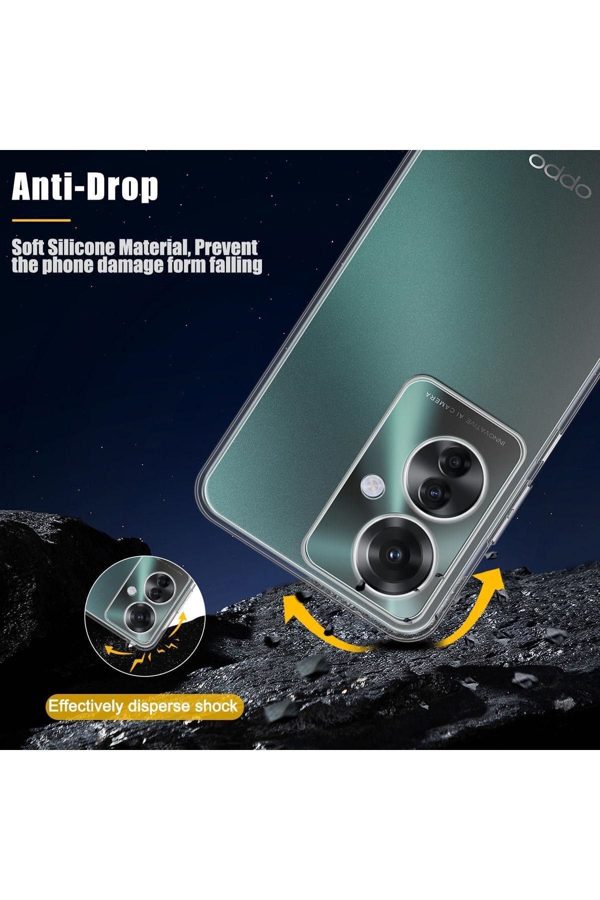 m.tk moveteck-Oppo Reno 11F Compatible Case with Camera Protection Soft Transparent Silicone Cover Shockproof - Colorless 3