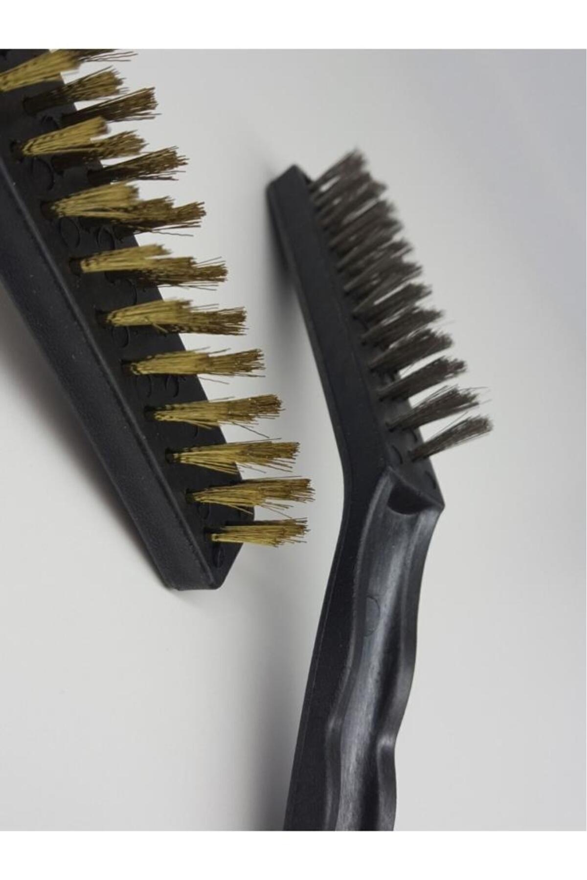 optana 2 Li Profesyonel Tel Fırça Seti - Çelik Ve Bakır Fırça - Derz Lavabo Mutfak Buji Pas Kir Temizleyici