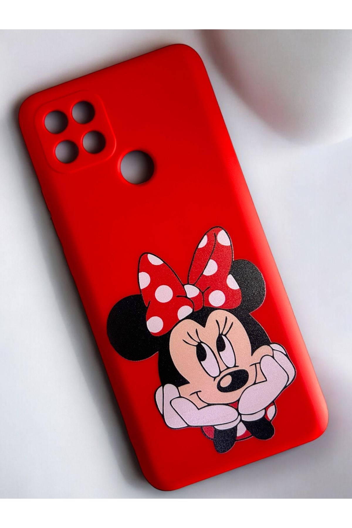 Merwish-Oppo A15 and A15S Compatible Minnie Patterned Camera Protected Hux Tpu Transparent Case Cover Red 4