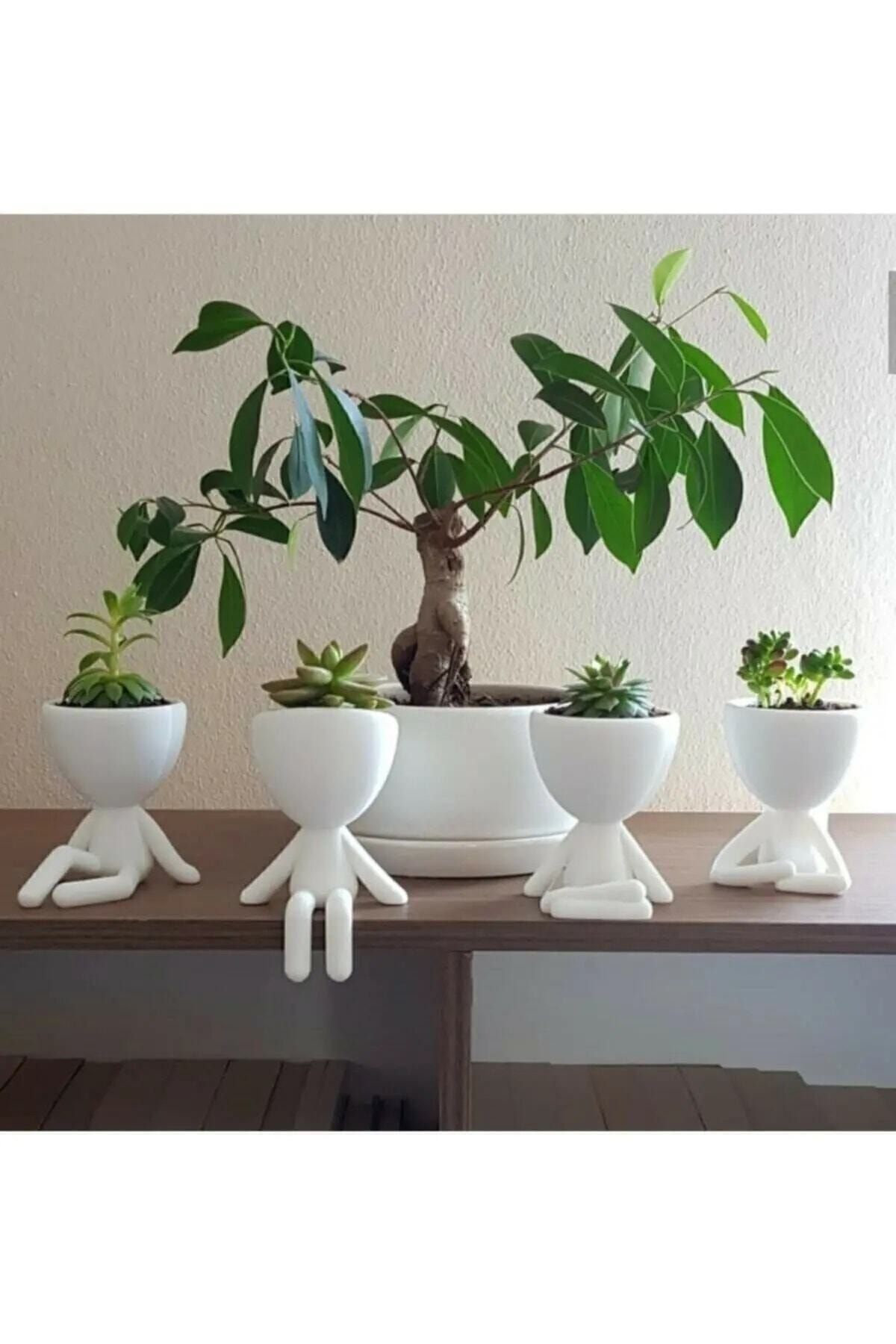 Insansı Saksı 4'lü Set Beyaz 2