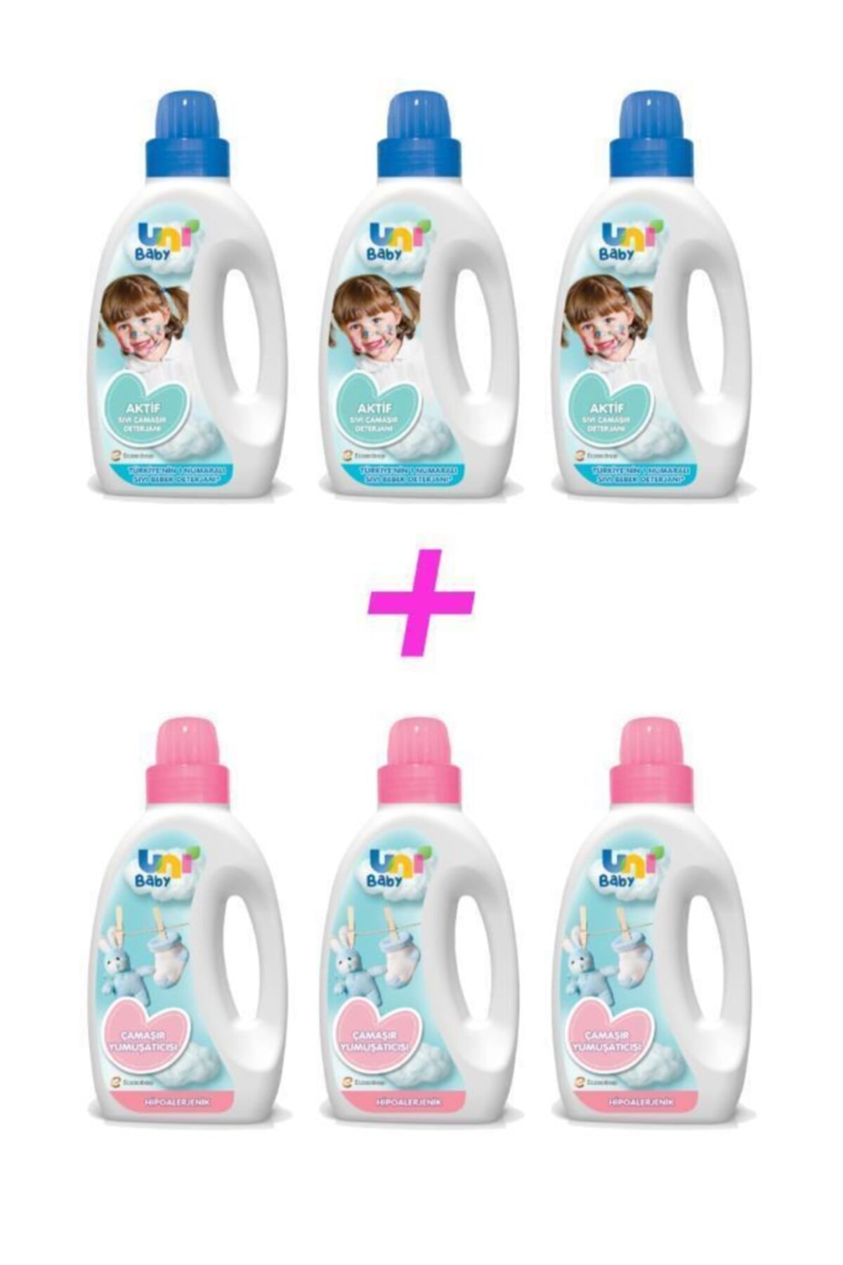 Uni Baby Sıvı Bebek Deterjanı Mavi 1500 ml 3'lü Yumuşatıcı Pembe 1500 ml 3'lü fotoğrafı 3 (önizleme)
