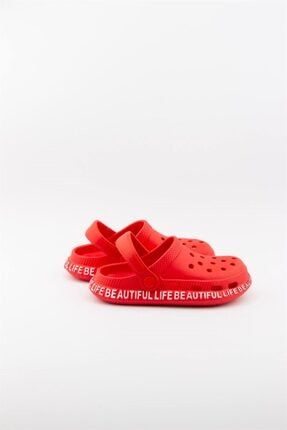 Çocuk Yazlık Kırmızı Renk Yazılı Sandalet Terlik E264.P.000
