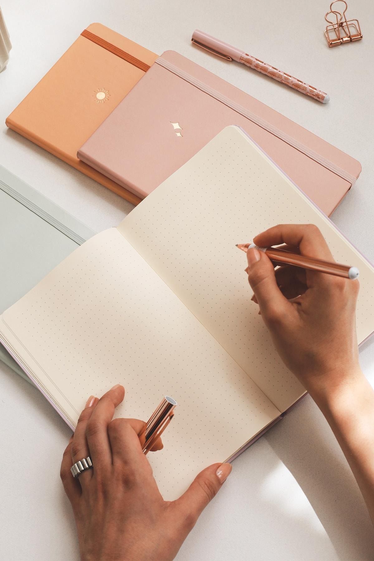 Matt Notebook-Set of 4 Undated Notebooks, Elastic, 2 Unlined, 1 Lined, 1 Dotted 5