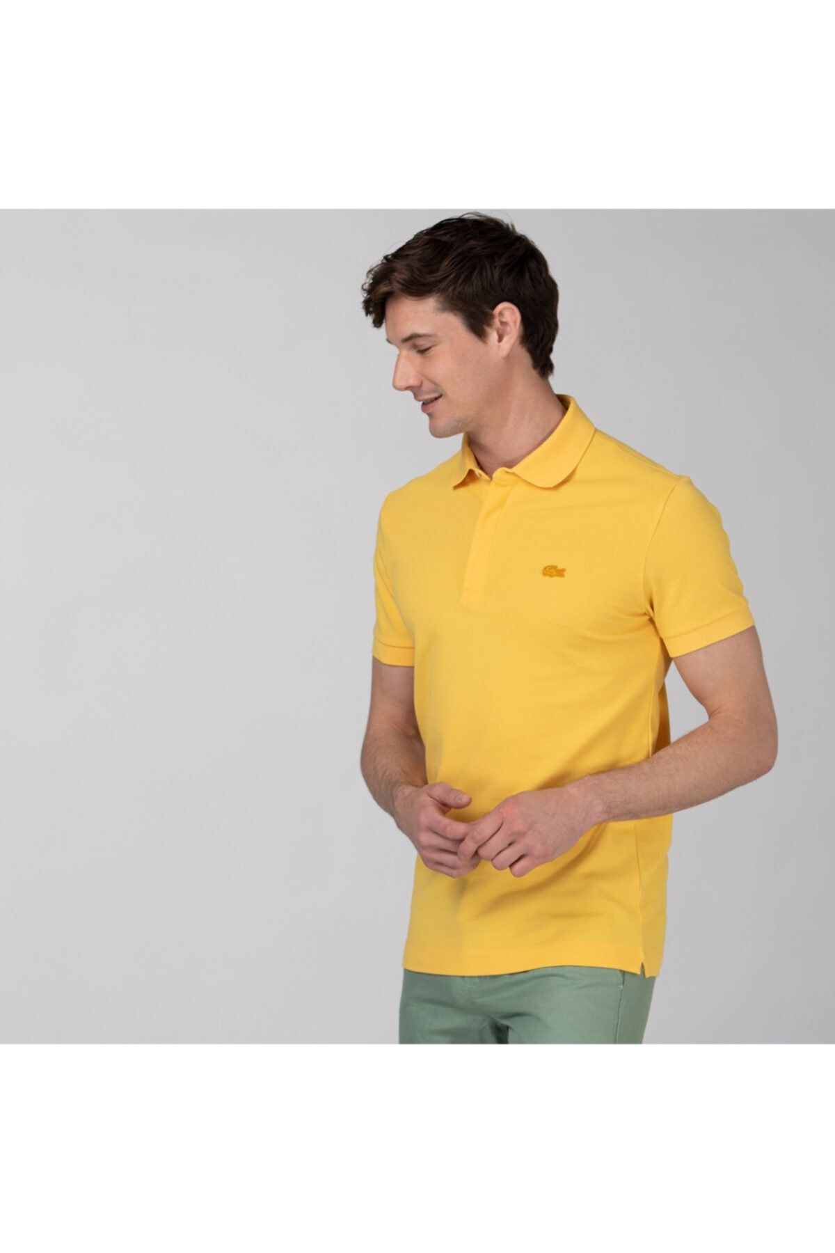 تی شرت یقه پولو زرد مردانه به طور منظم مناسب PH5522 Lacoste