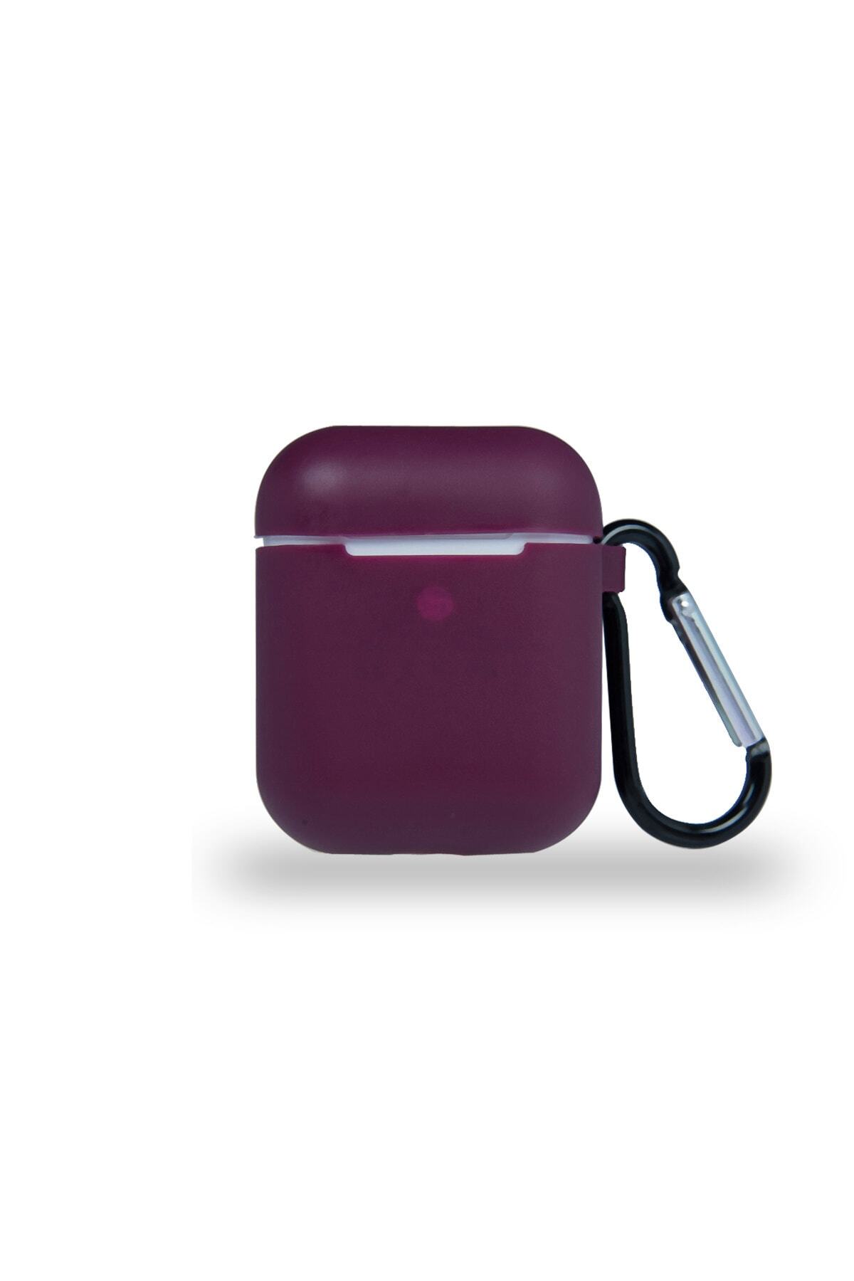 Apple Airpods Renkli Ve Askılı Silikon Kılıf - Mürdüm