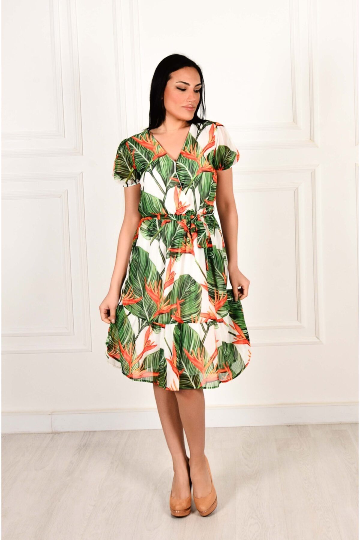 Green chiffon dress new arrivals