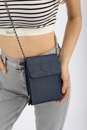 Madamra Lacivert Unisex C&uuml;zdan B&ouml;lmeli &Ccedil;apraz &Ccedil;anta