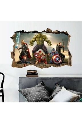 Avengers Yenilmezler Marvel Süper Kahramanlar Çocuk Ve Genç Odası 3d Duvar Sticker Pvc thlkd2