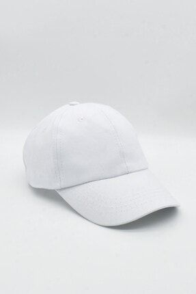 Kadın %100 Pamuk Beyaz Cap Beyzbol Şapkası KLH7023