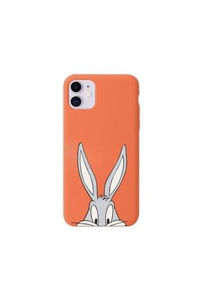 Iphone 11 Turuncu Lansman Bugs Bunny Serisi Yazılı Baskılı Kılıf IP11-BGB-15