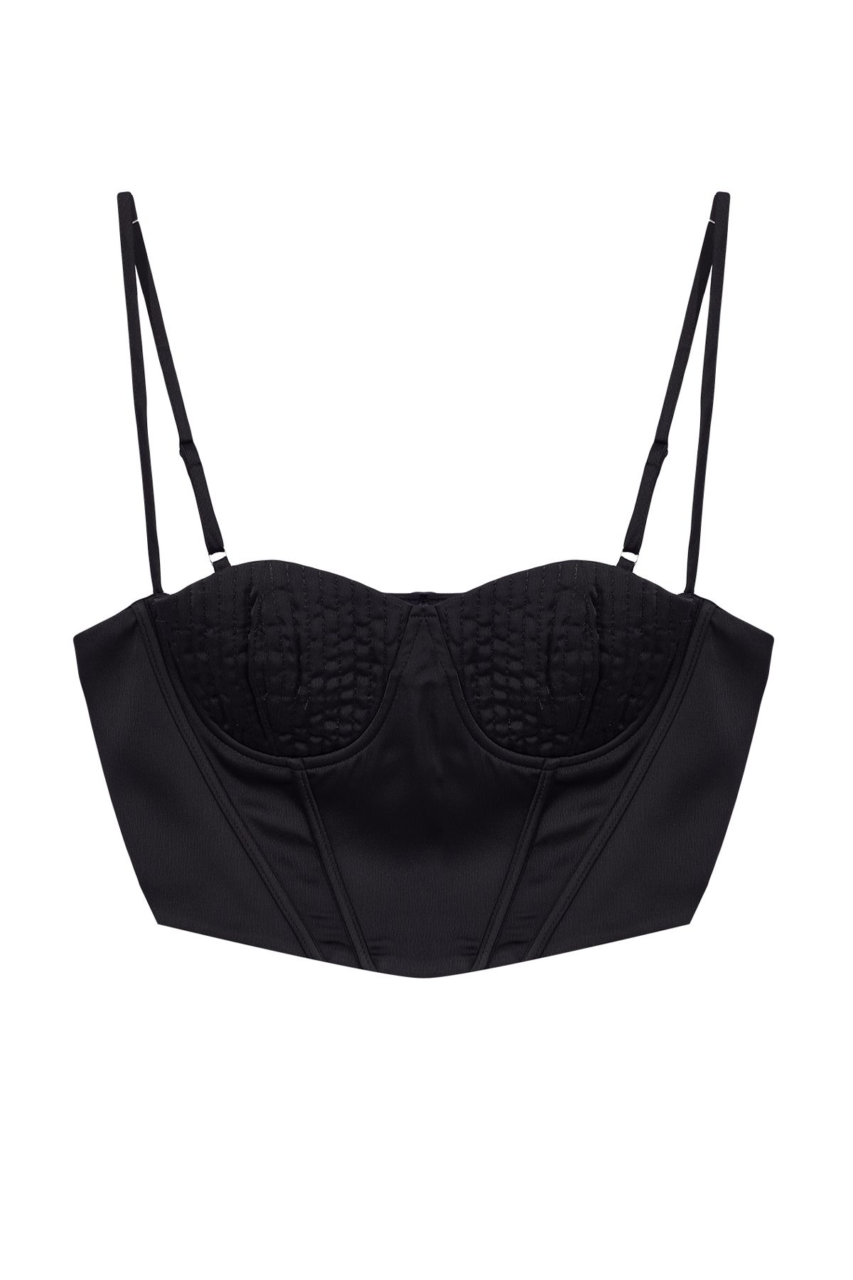 Trendyol Collection-Schwarzes Satin-Bustier - TPRSS24BS00048 6