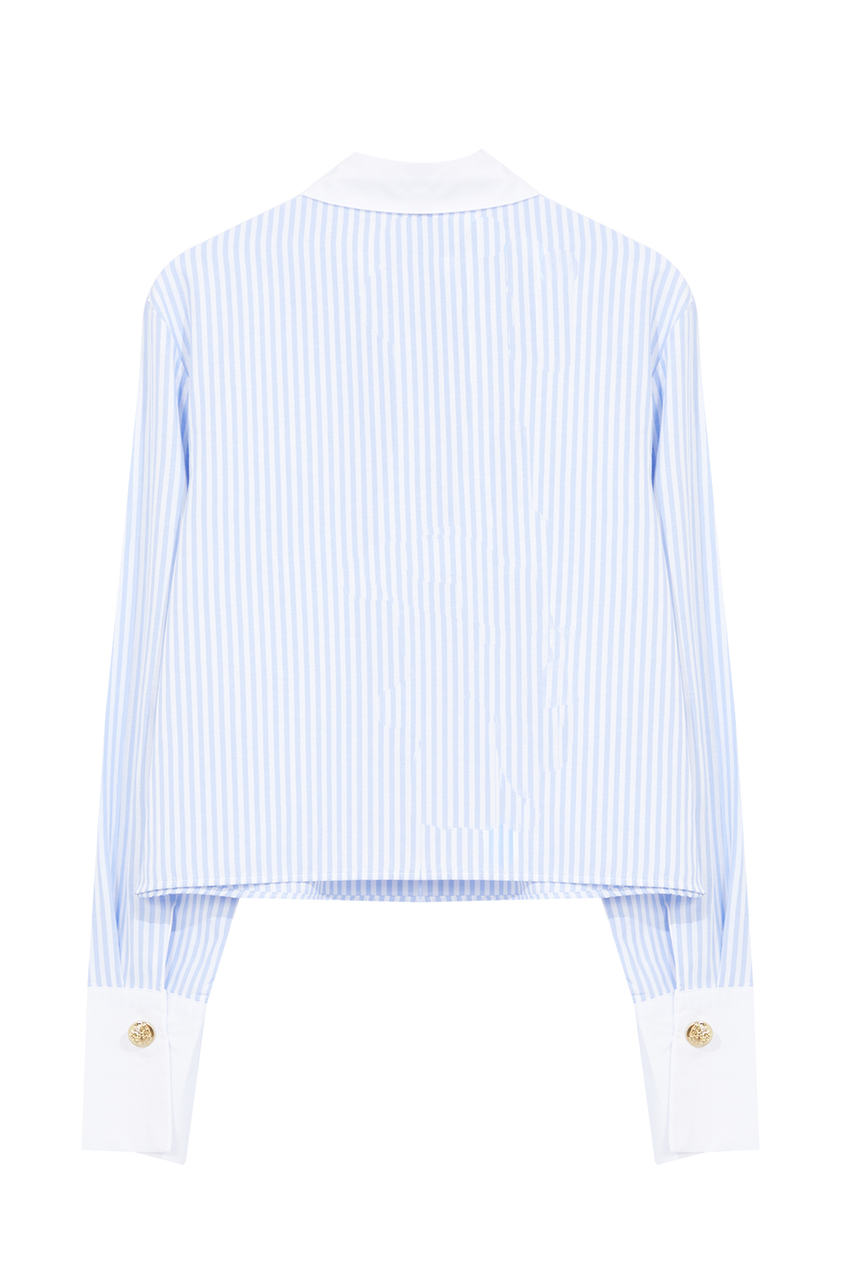 Trendyolmilla  Mavi Metal Düğme Detaylı Yaka ve Kol Detaylı Çizgili Regular Kalıp Dokuma Gömlek TWOAW25GO00023 - Görsel 7