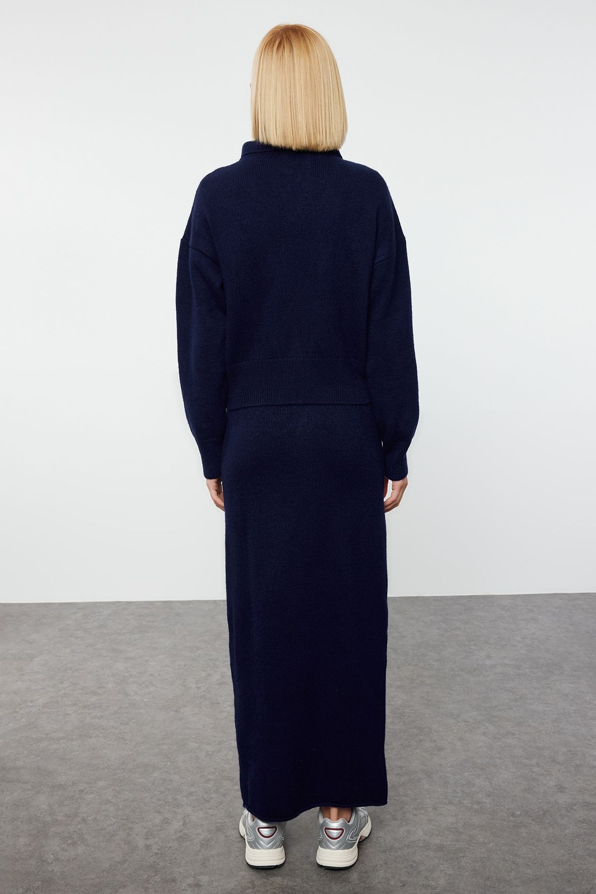 Trendyol Collection-Navy Blue Soft Textured Zippered Knitwear Suit - Twoaw25Au00036 5