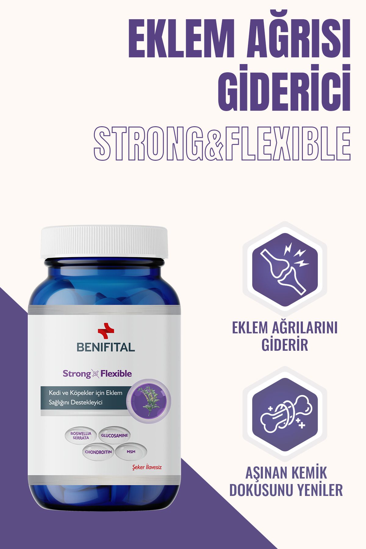 Strong & Flexible Tablet Kediler Ve Köpekler Için Eklem Sağlığı Destekleyici Glukozamin Tablet
