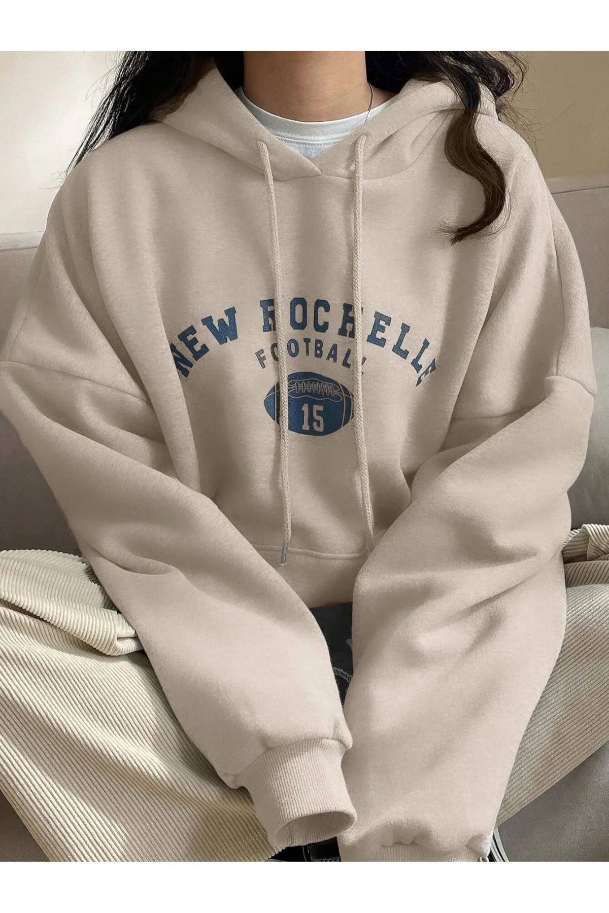 DAXİS Sportwear Company Unisex Büyük Beden Baskılı Kapüşonlu Sweatshirt