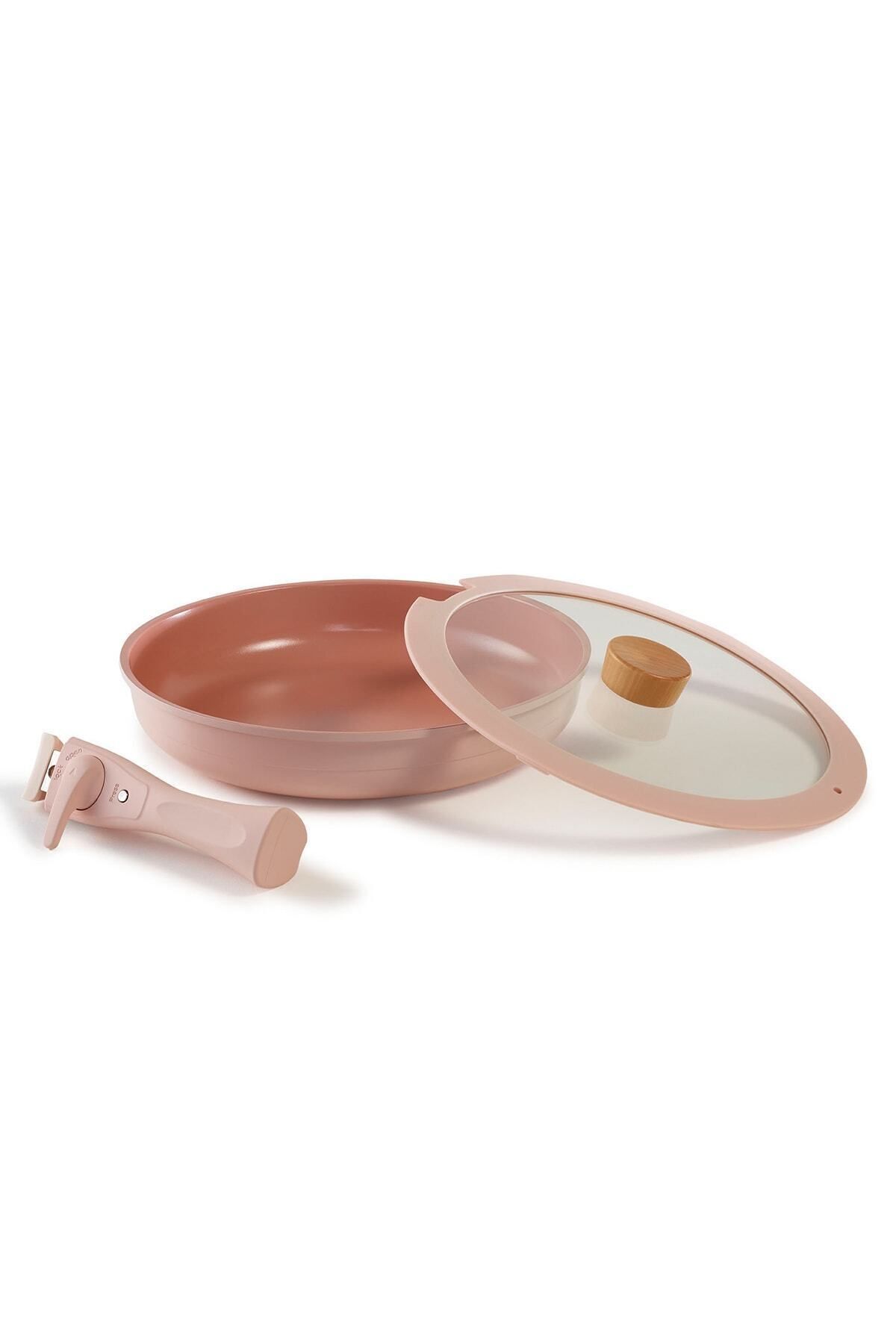 NEOFLAM-Midas Pink ( 9 6 ) 15 Piece Interlocking Pots and Pans Set with Detachable Handle 5