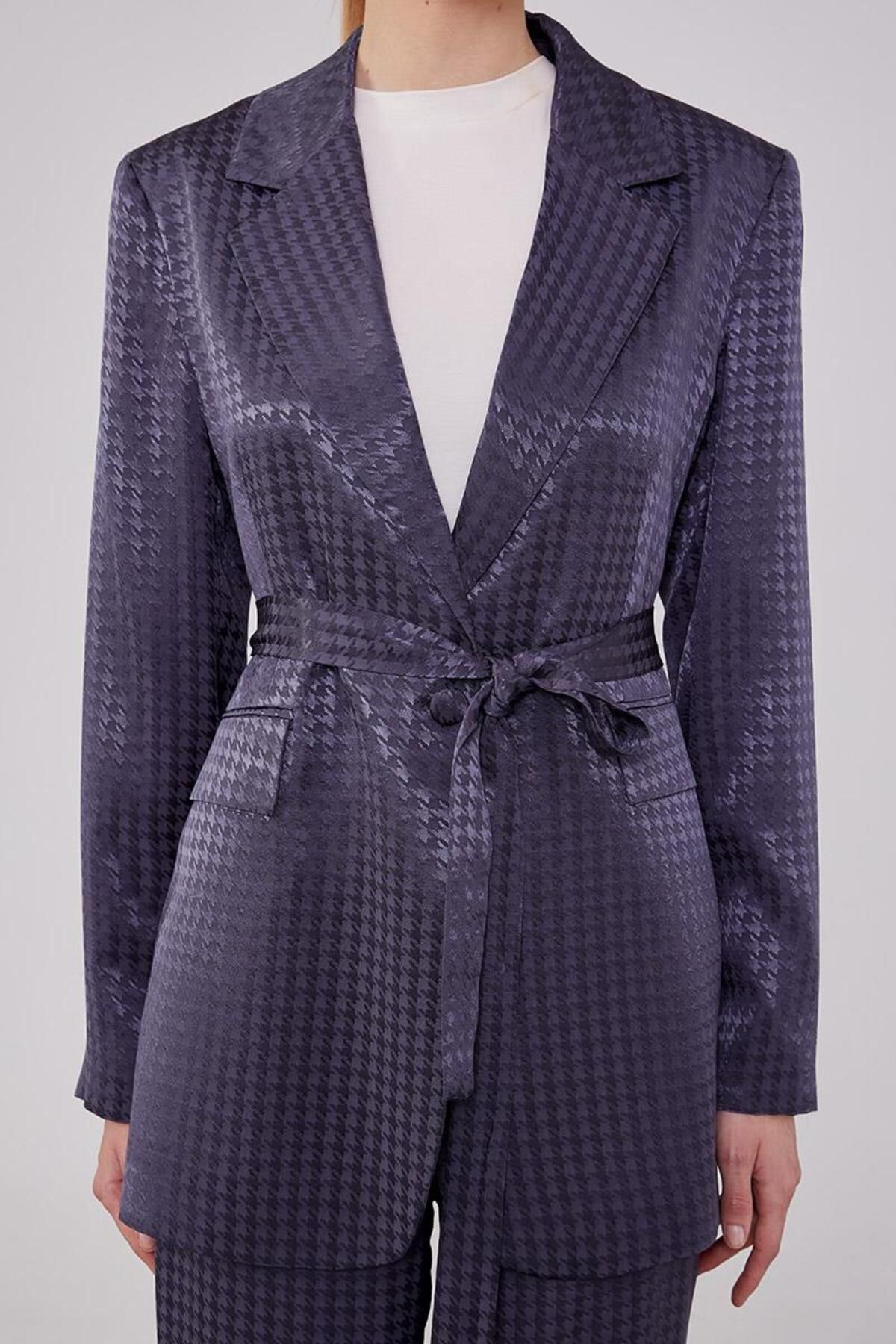 Levidor-Anthracite Houndstooth Pattern Jacquard Jacket Set 4