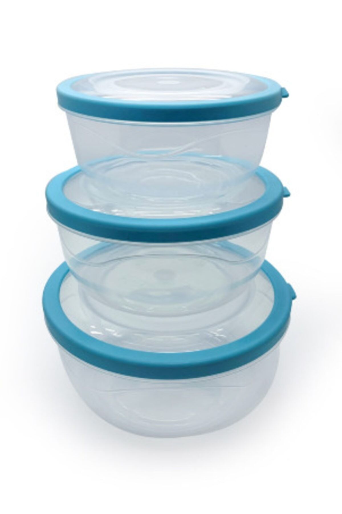 Üçsan Plastik-Transparent Storage Container with Turquoise Lid - Set of 3 (0.85L + 1.4L + 2L) 1