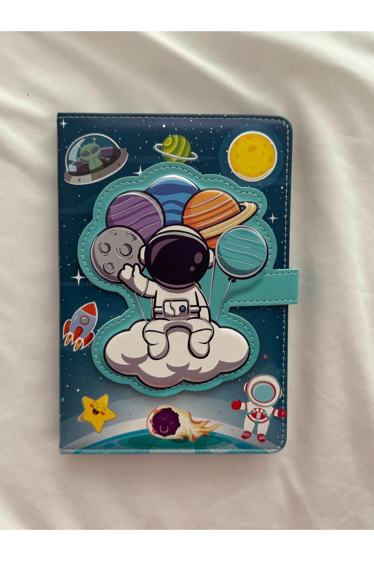 Planet Butik-Astronaut - Colorful Page Notebook with Magnetic Cover 4