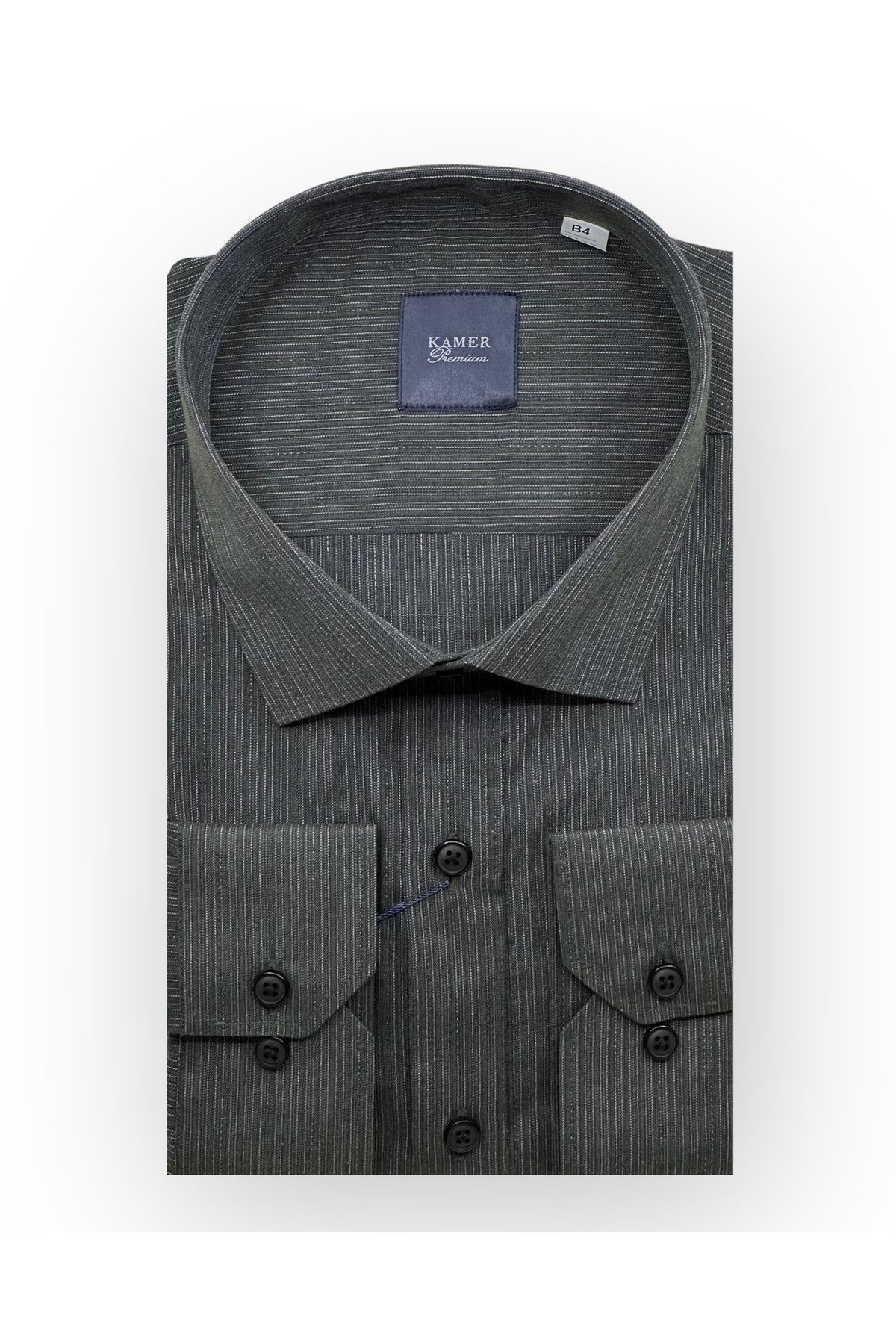 KAMER-Men's Large Size Patterned Smoked Shirt 3611F 1