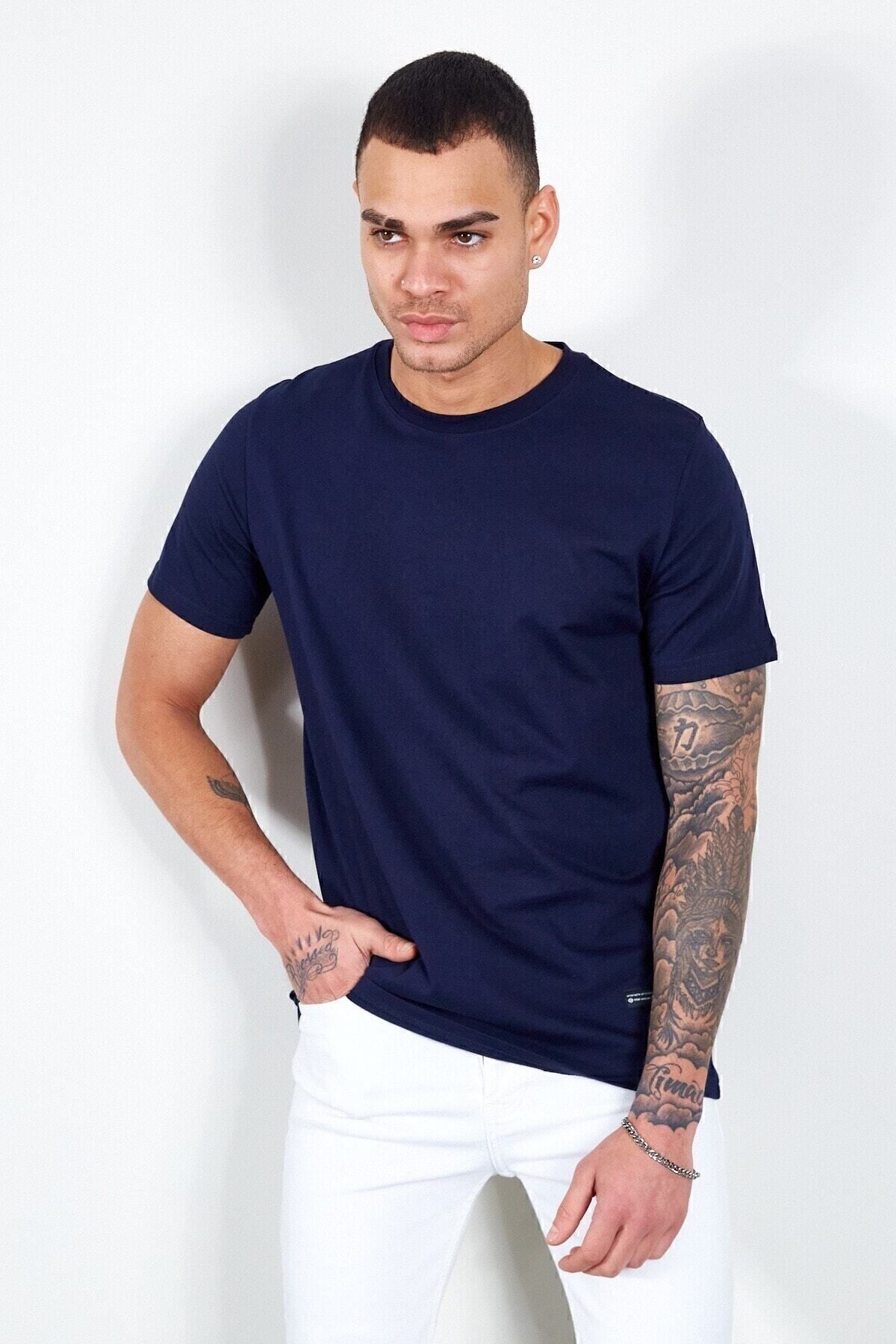 Lacivert Erkek Basic Tshirt | MES216959-01
