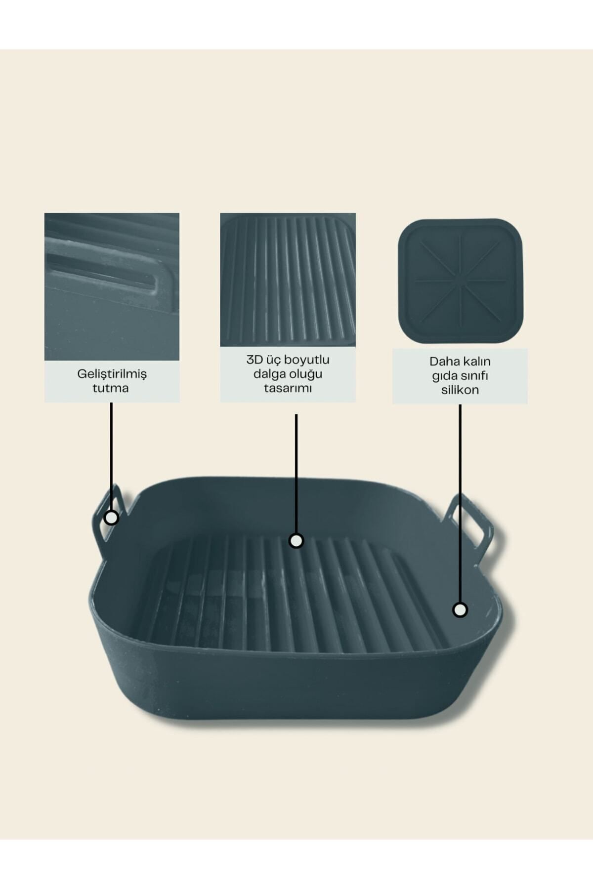 TIGRECOOK-Airfryer Silicone Baking Mold Air Fryer Mold Gray 2