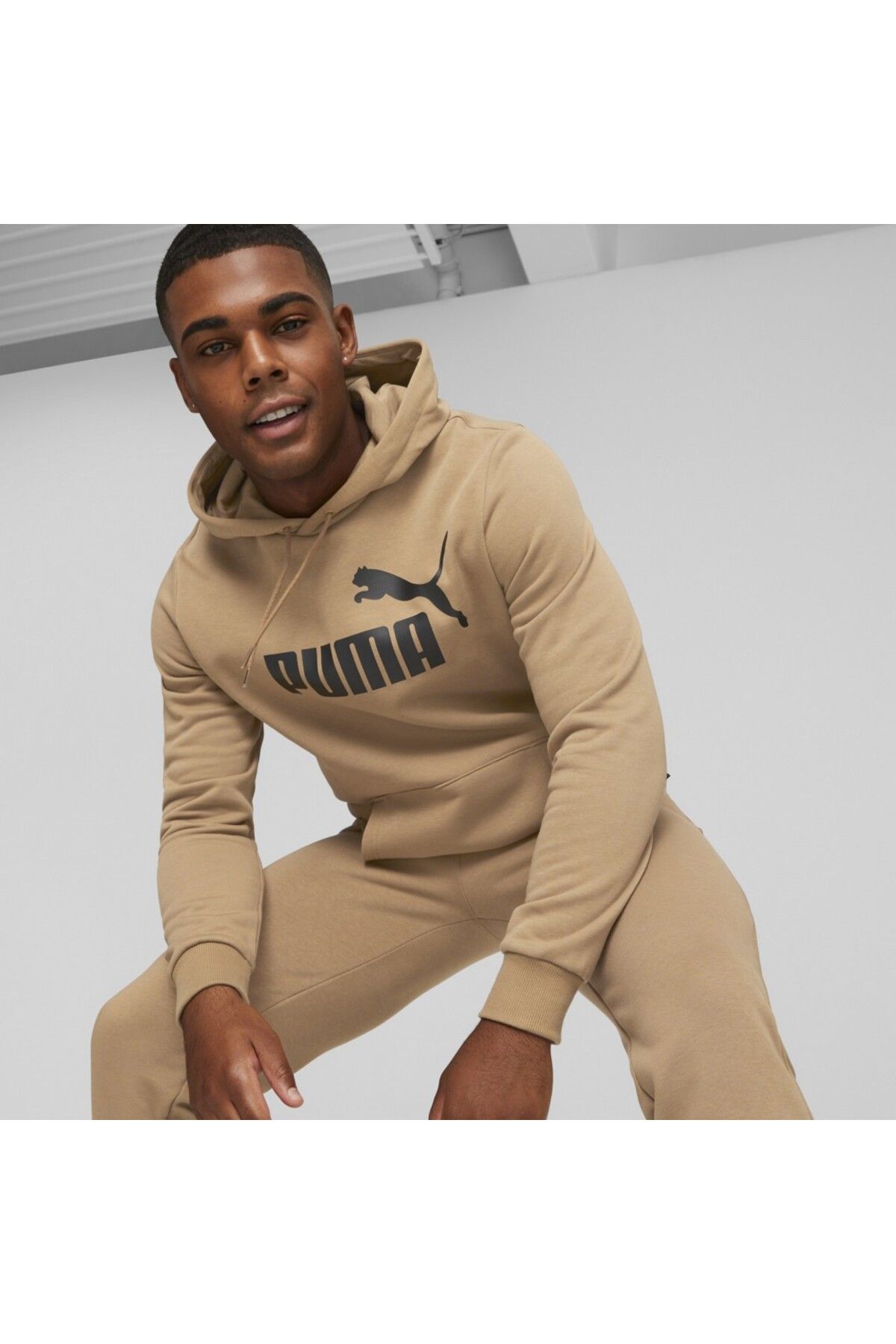 Puma-هودي رجالي بني بغطاء للرأس - شعار أساسي كبير 1