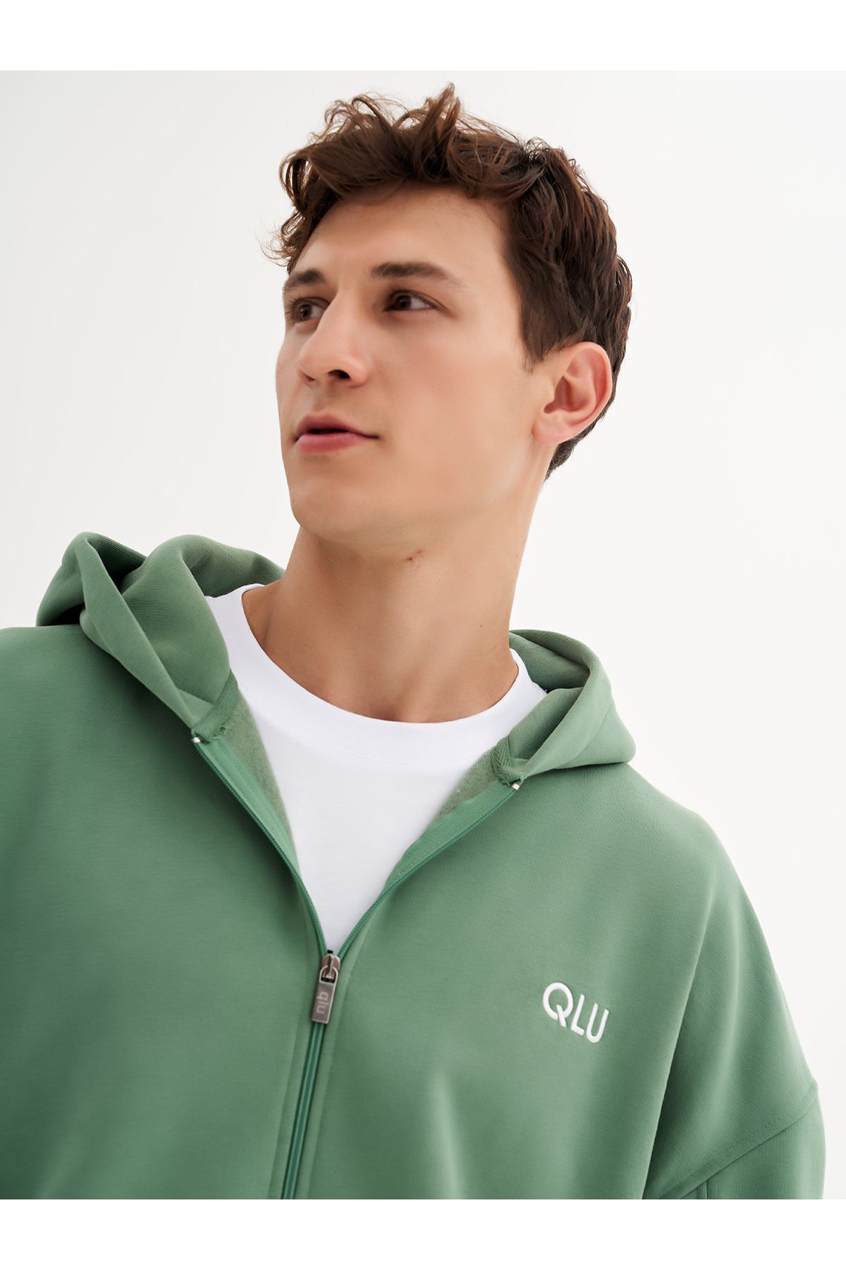 qlu Infinity Unisex Yeşil Oversize Hırka görsel 4