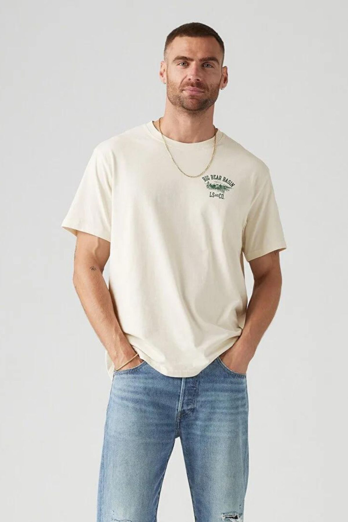 تی شرت سفید مردانه پیراهن کرم مناسب A2082 0203 Levi's