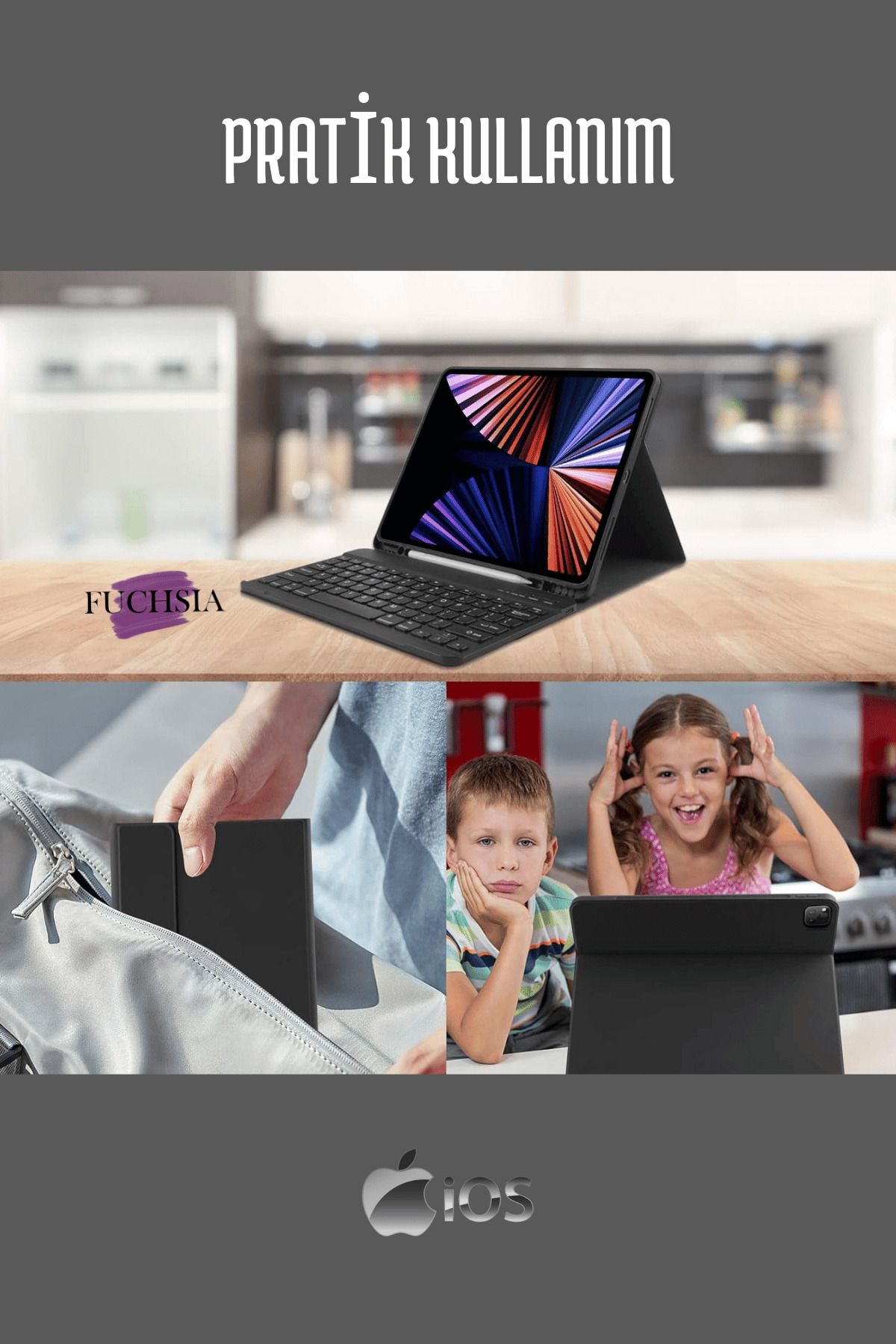 Fuchsia-iPad Air 11 2024 M2 - متوافق مع Fuchsia، بلوتوث مع لوحة اللمس ولوحة المفاتيح 6