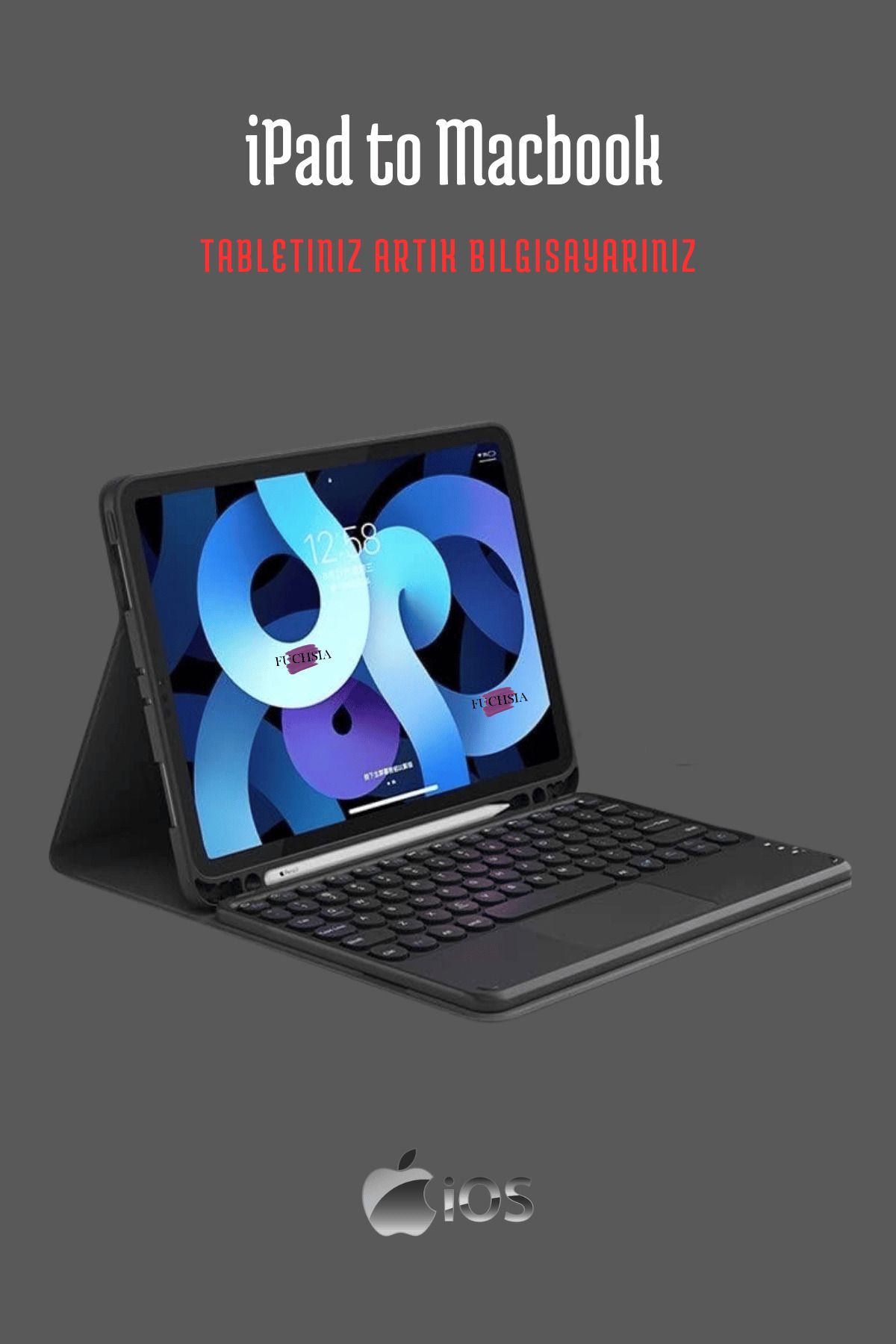 Fuchsia-iPad Air 11 2024 M2 - متوافق مع Fuchsia، بلوتوث مع لوحة اللمس ولوحة المفاتيح 2