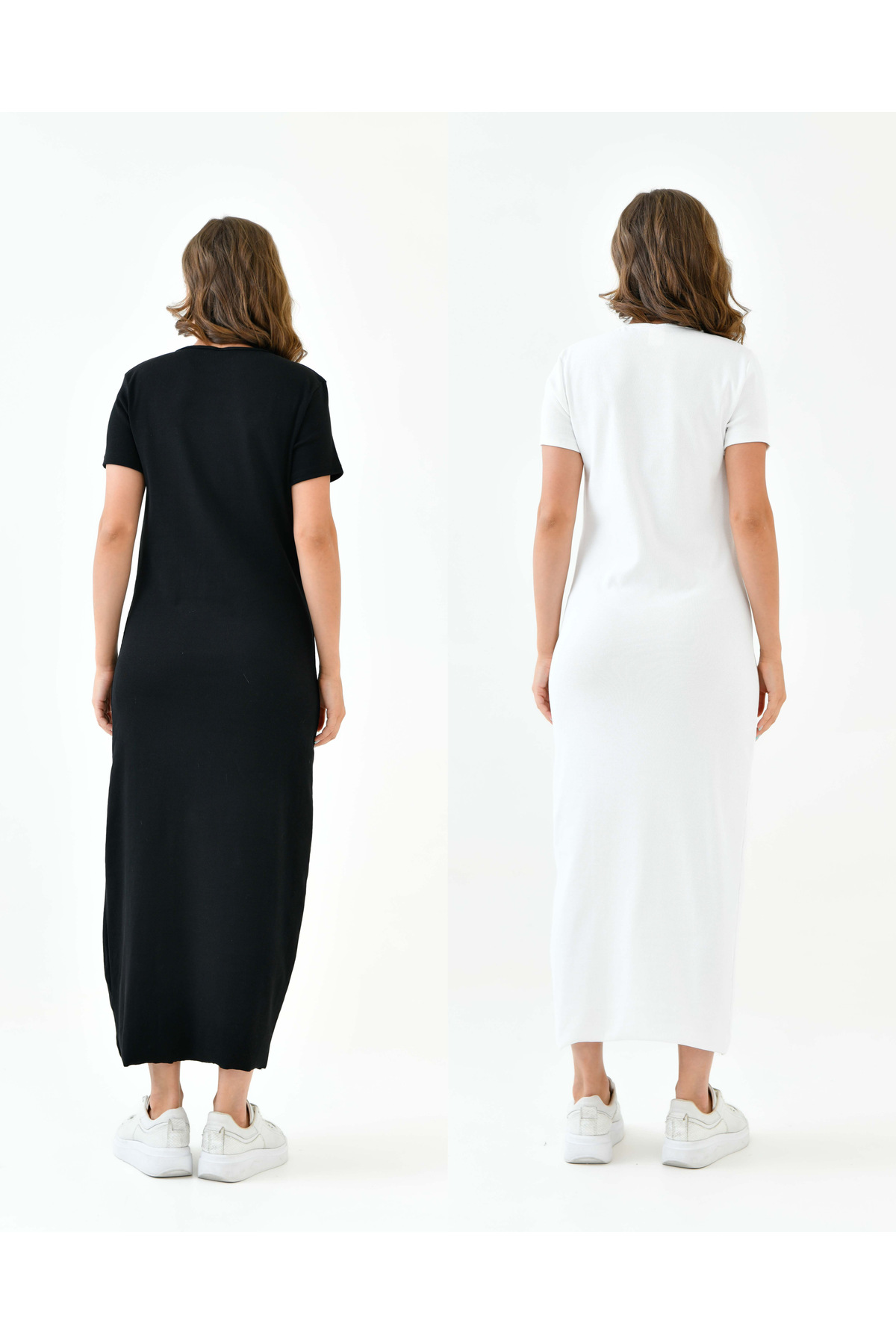 mirach  Siyah Ve Beyaz 2’li Paket Terletmeyen Fitilli Kısa Kollu Sıfır Yaka Içlik - Elbise Astarı - Görsel 2