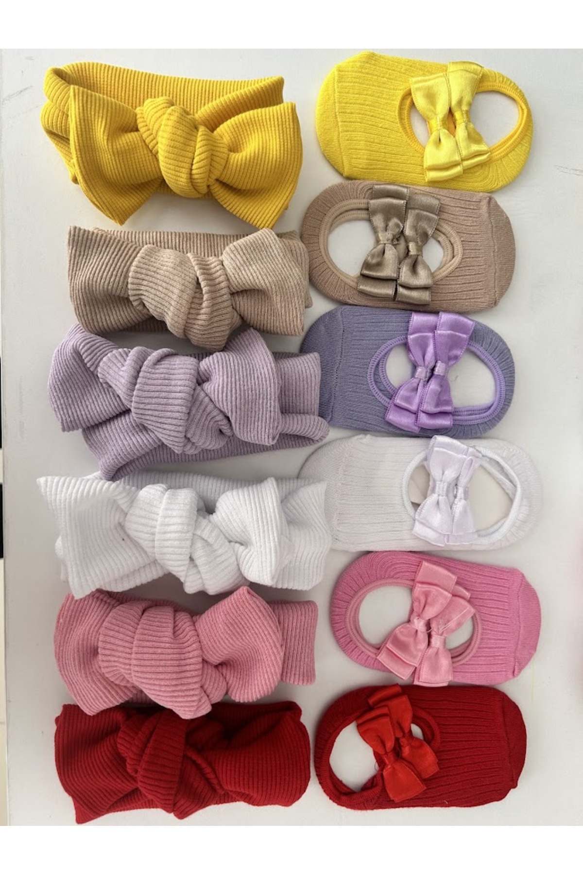 Kız Bebek Ve Çocuk Bandana Ve Babet Seti 12 Parça