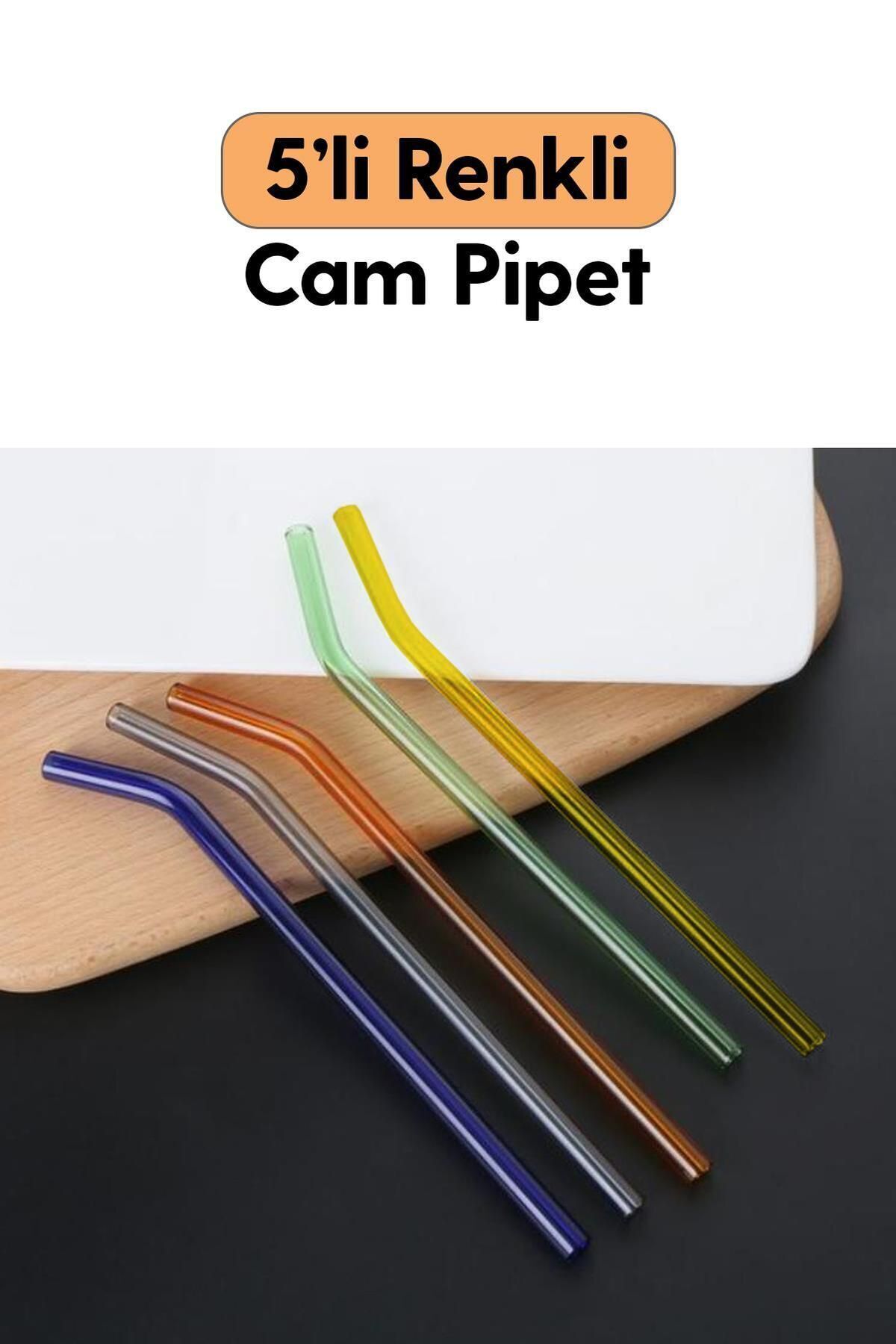 Hayveys 5 Adet Renkli Cam Pipet Isıya Dayanıklı Pipet Seti