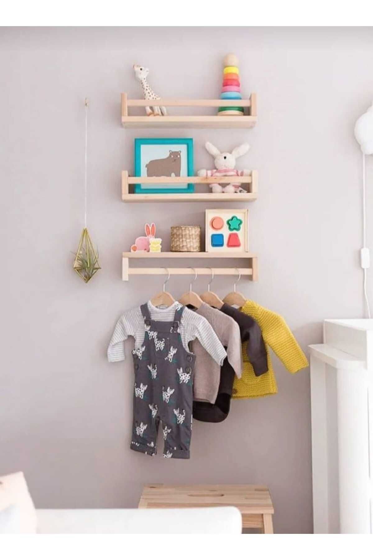 LENA AHŞAP  Montessori  Bebek & Çocuk odası Duvar rafı Ahşap Kitaplık