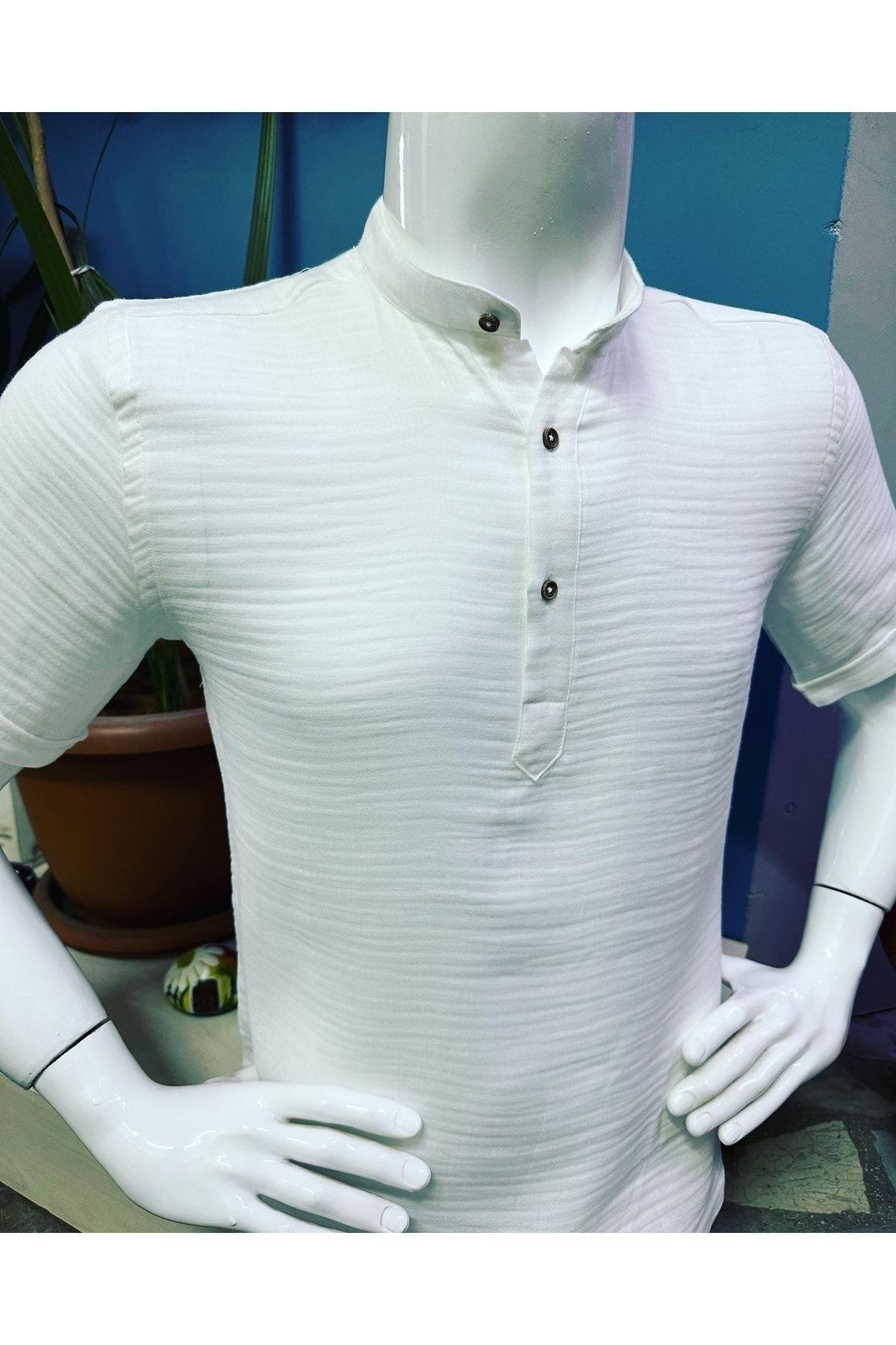 CLASSO-Half Placket Judge Collar Muslin Fabric Shortcut Shirt 2