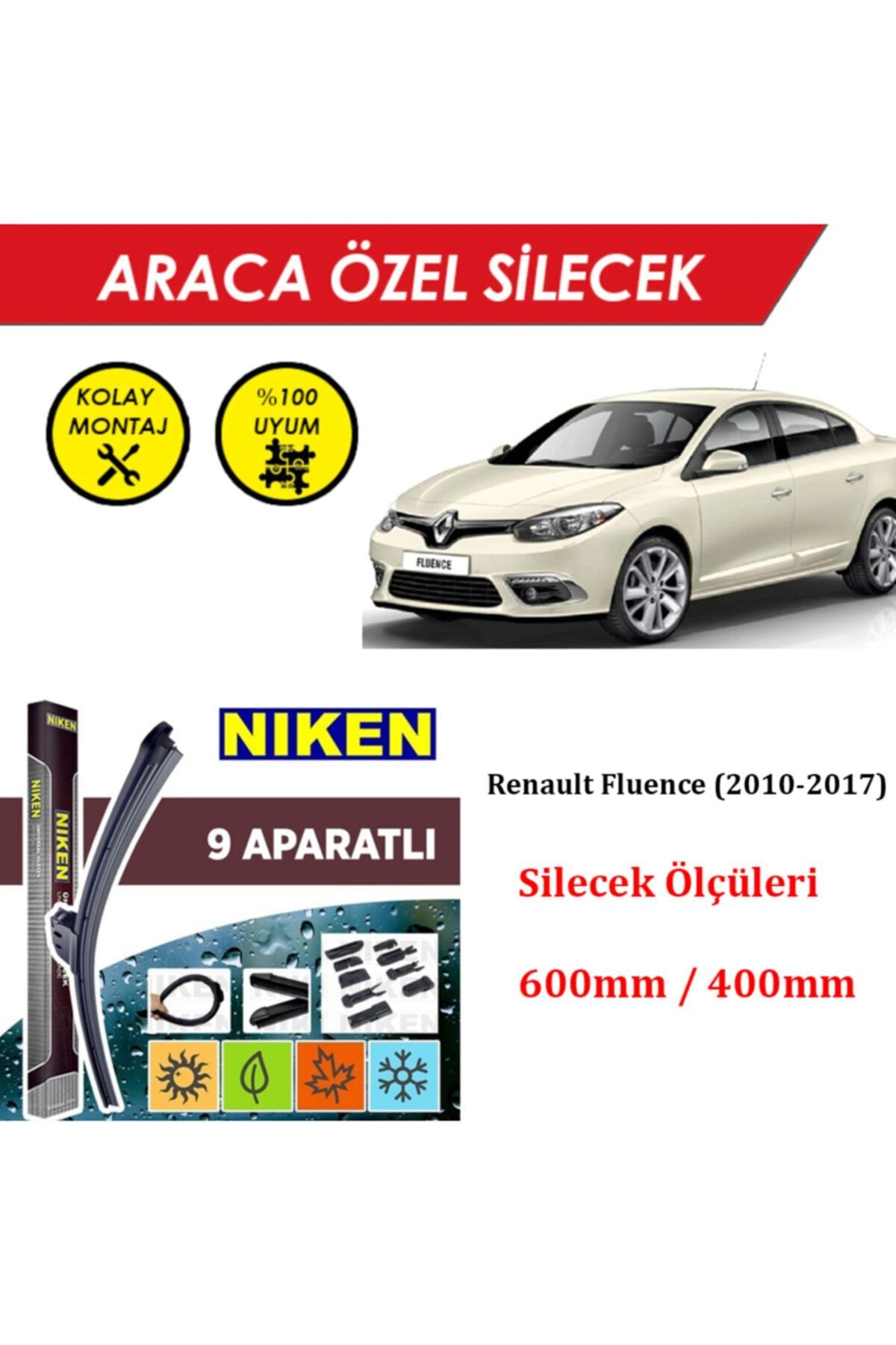 MeyZone Renault Fluence Ön Cam Silecek Takımı (2010-2017)