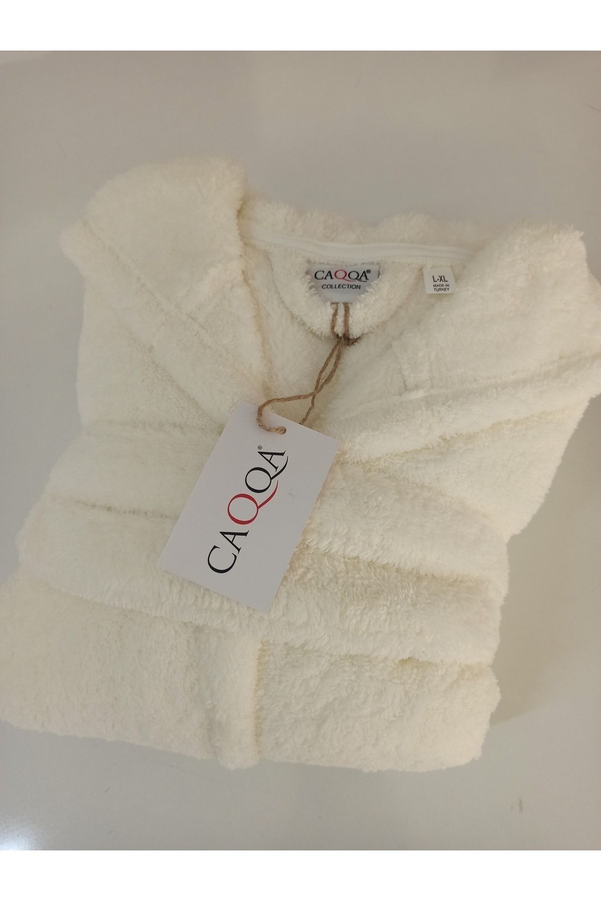 CAQQA-Super Soft Cream Hooded Fleece Dressing Gown 6