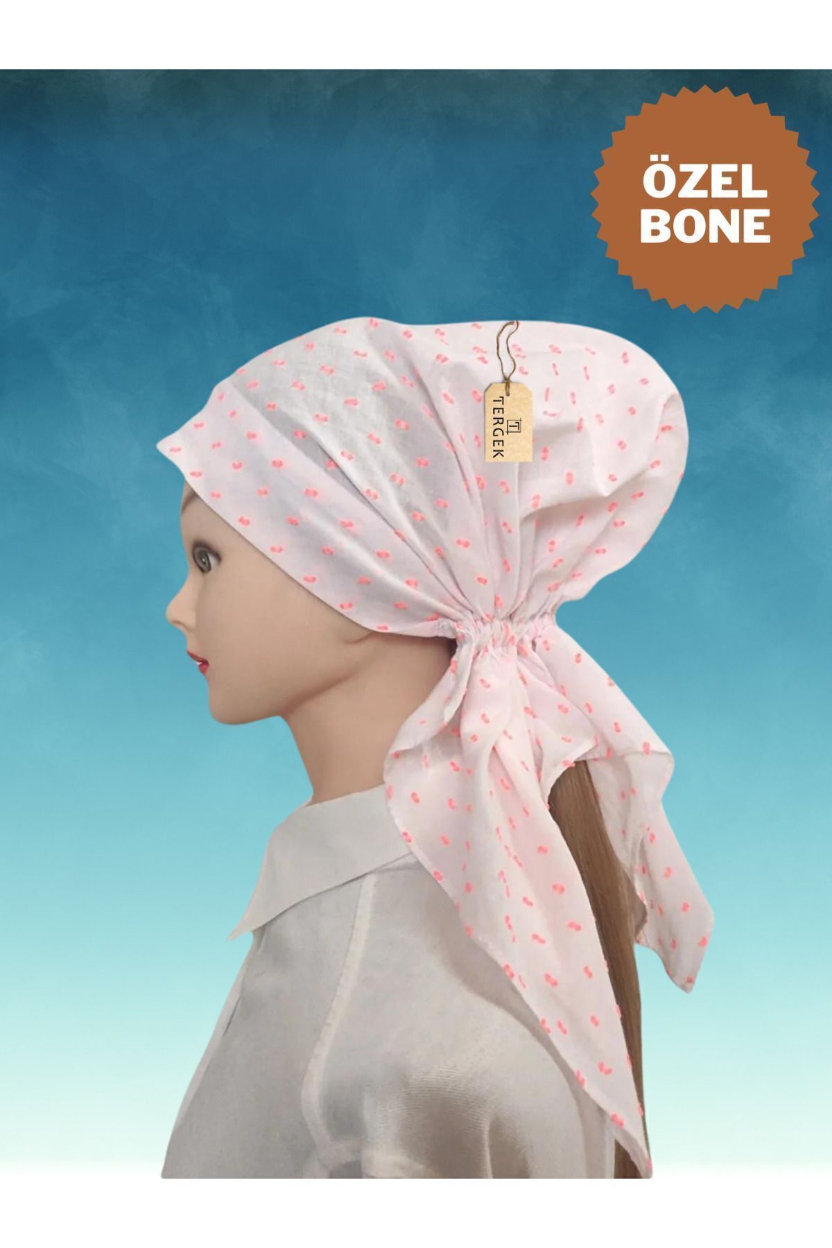 Elastic Bandana White Pink Textured Practical Daily Sports Home Doctor Nurse Chemotherapy Bonnet