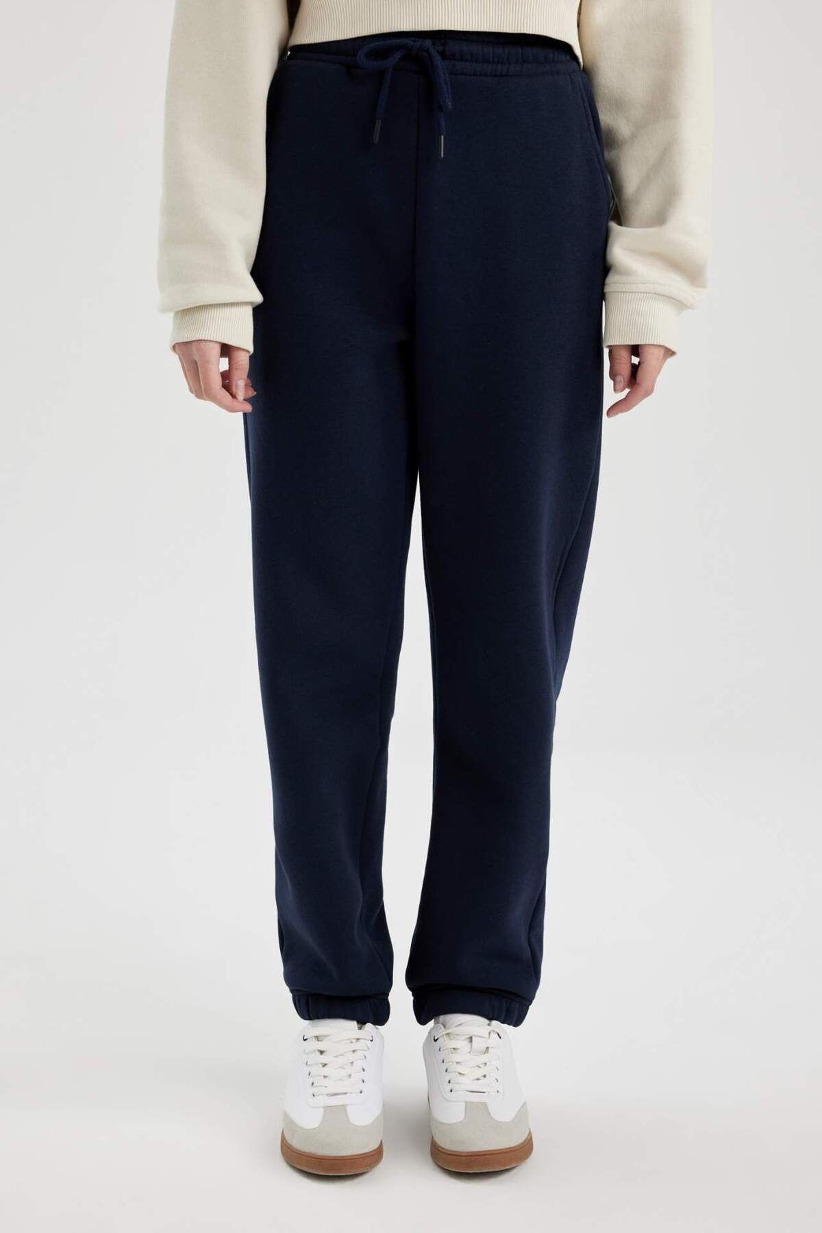 DeFacto-Jogger Standard Fit Flexibil Banded Picior Țesătură groasă Partea de jos a treningului lung 4